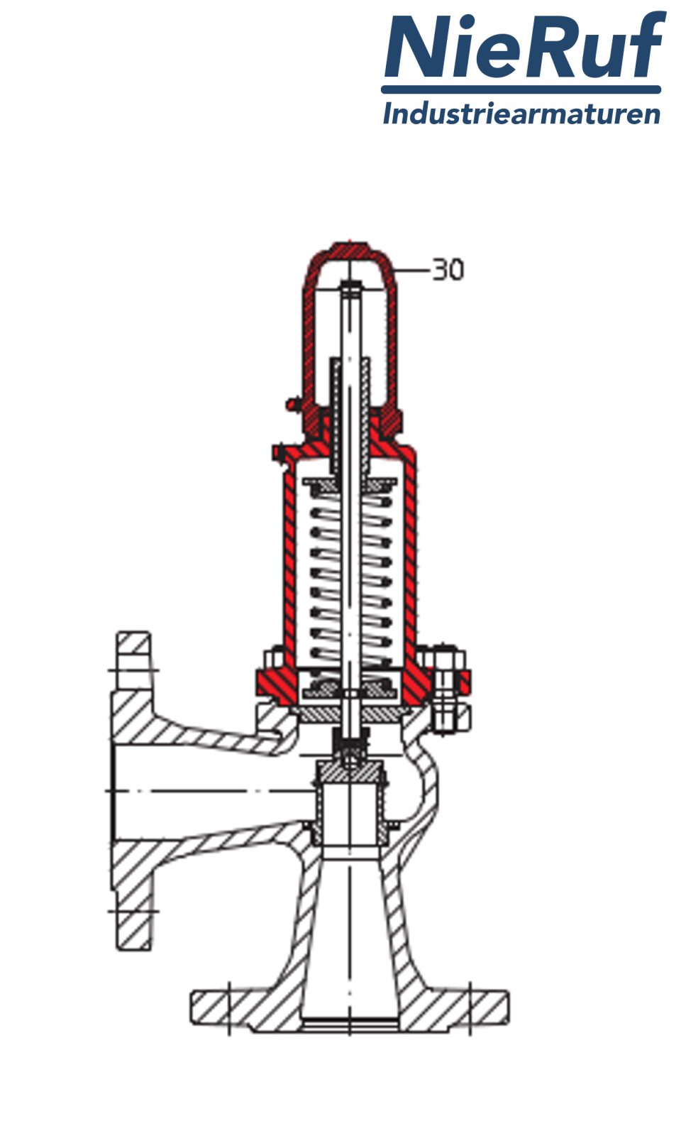 Zawór bezpieczeństwa kołnierzowy DN100/DN100 SF0101, Żeliwo szare EN-JL1040 EPDM, bez dźwigni