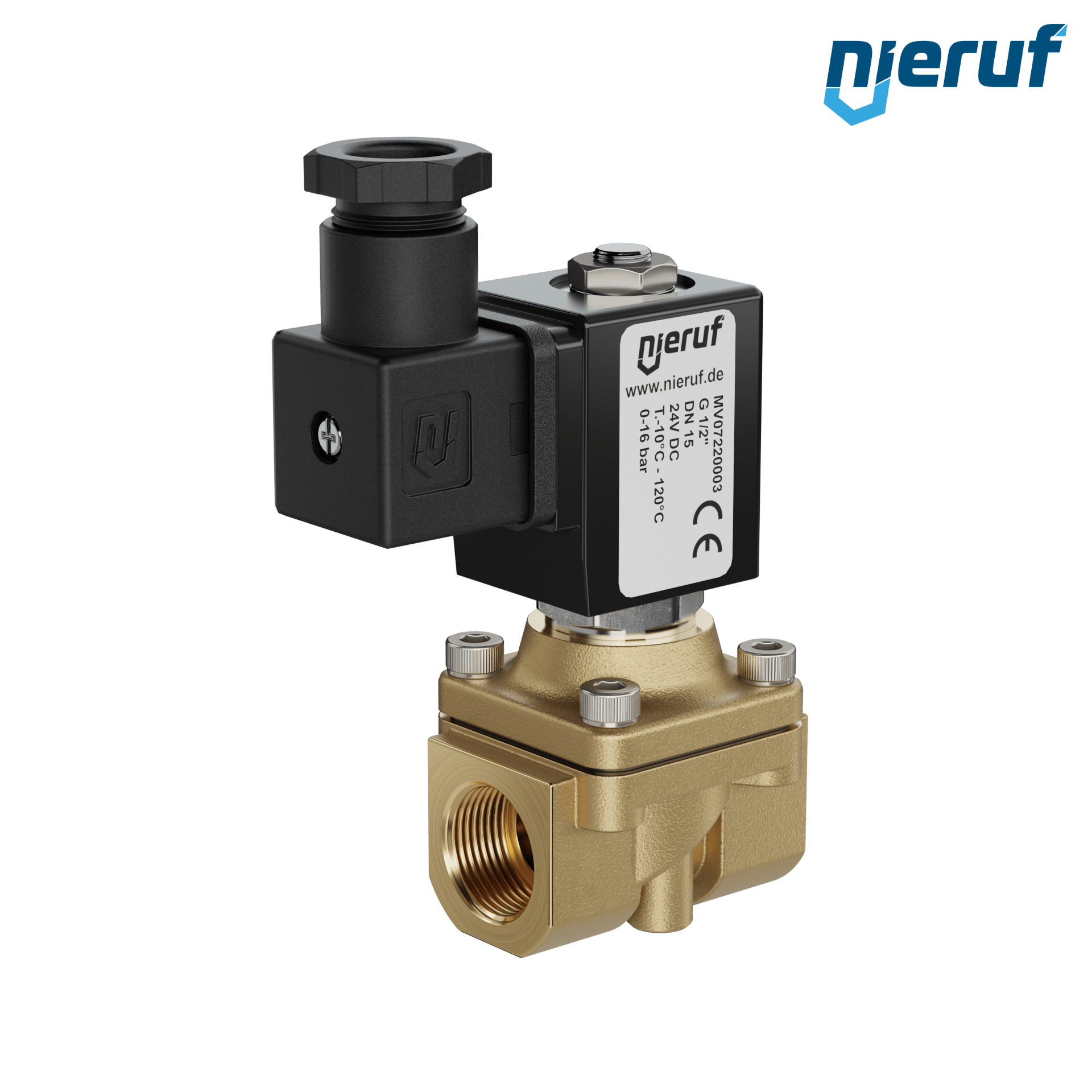 Zawór elektromagnetyczny G 1/3" cala mosiądz MV07 FKM 24V DC