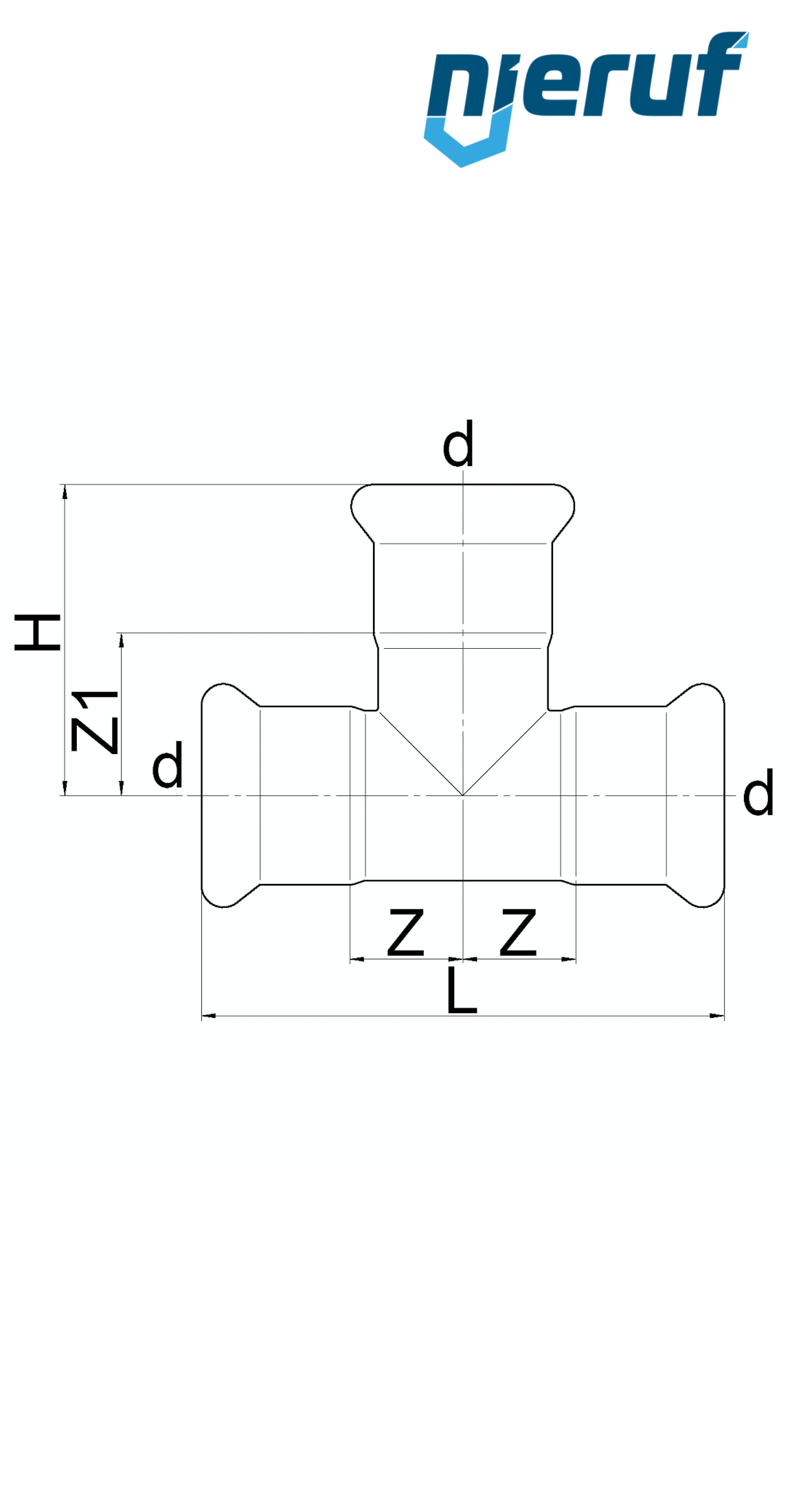 Trójnik T W x W złączka zaciskana DN20 - 22,0 mm Stal nierdzewna