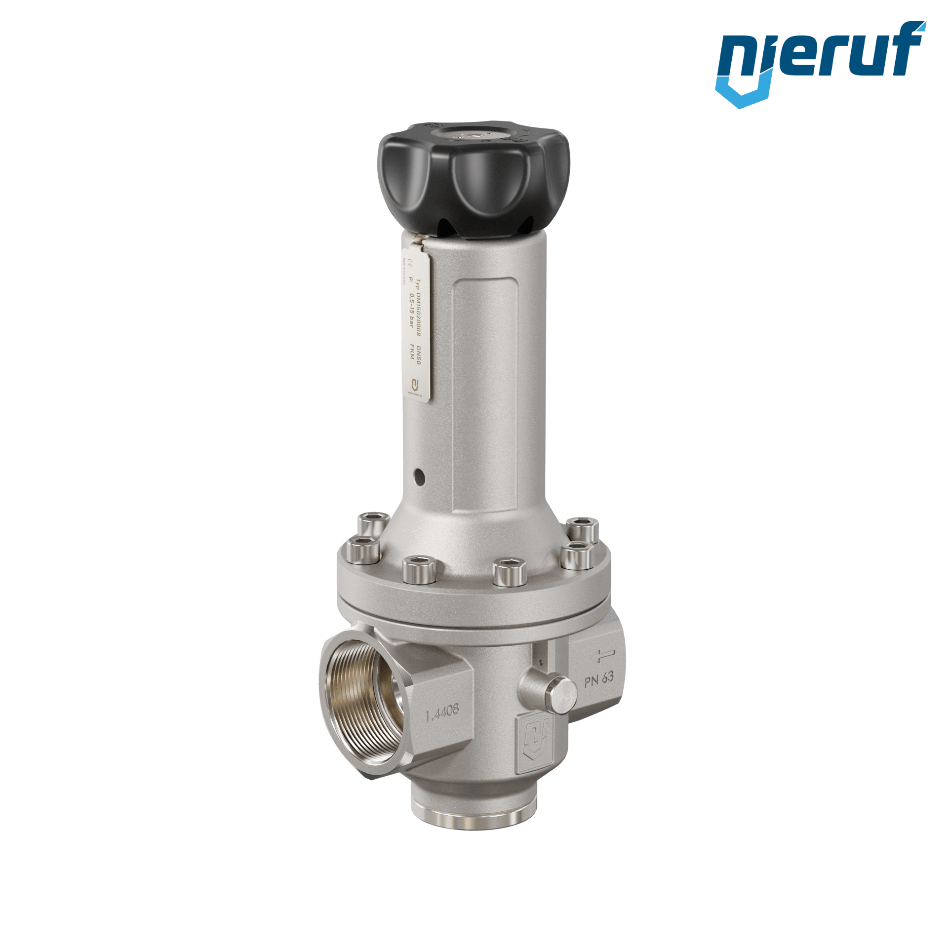 Precyzyjny regulator ciśnienia z wtórnym odpowietrzeniem 2" cale DM15 stal nierdzewna FKM 0.5 - 15 bar