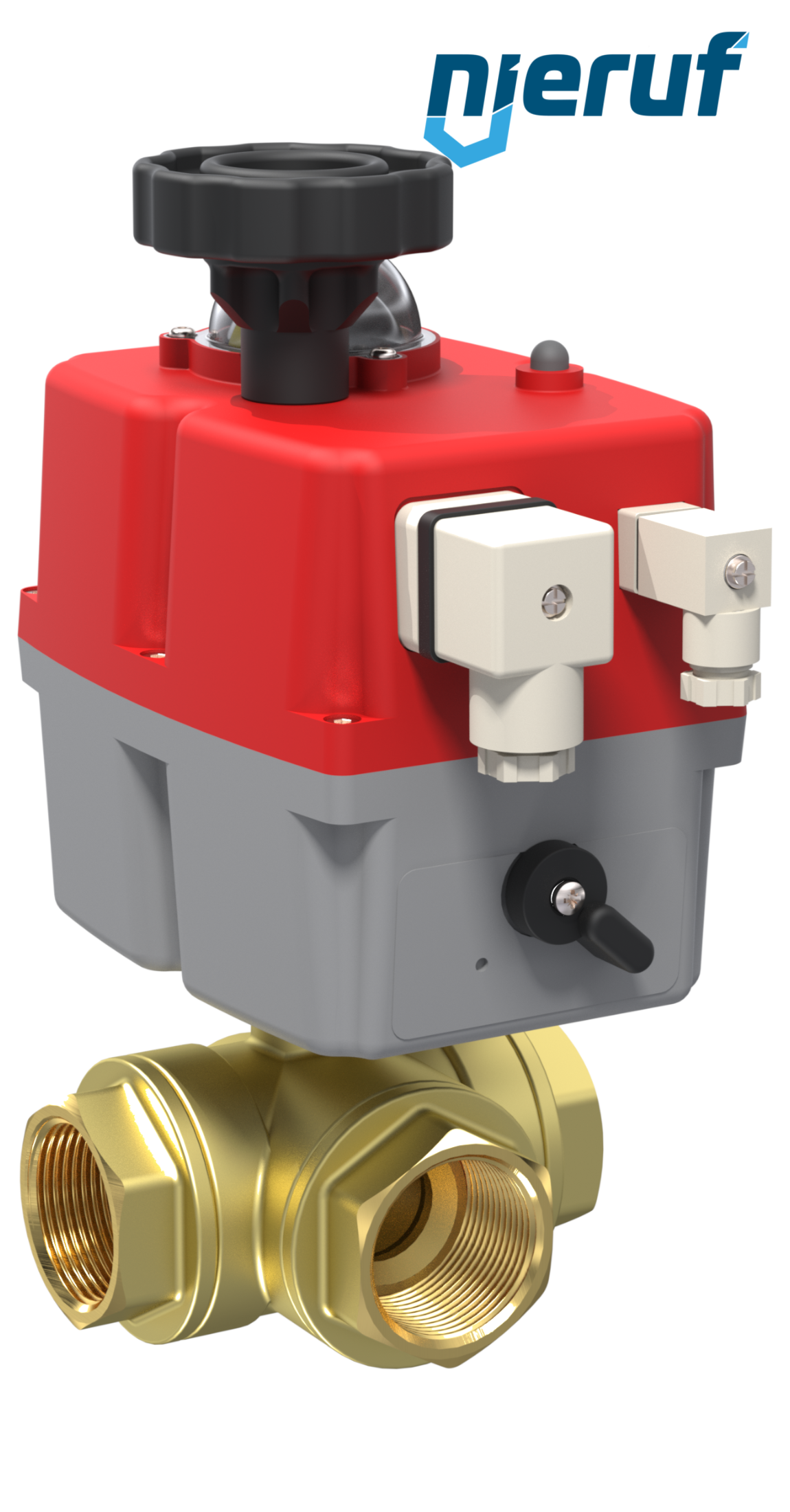 3-drożny elektryczny zawór kulowy 24-240V DN40 - 1 1/2" cala z mosiądzu pełny przepływ z otworem T