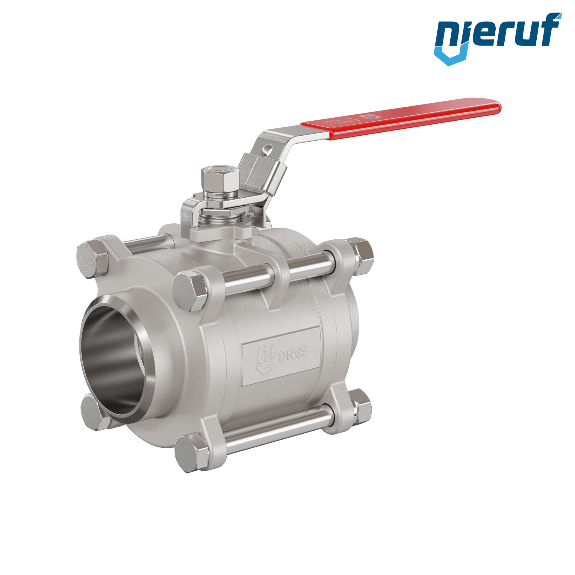 Valvola a sfera in acciaio inossidabile a 3 pezzi DN65 - 2 1/2" pollici con estremità a saldare