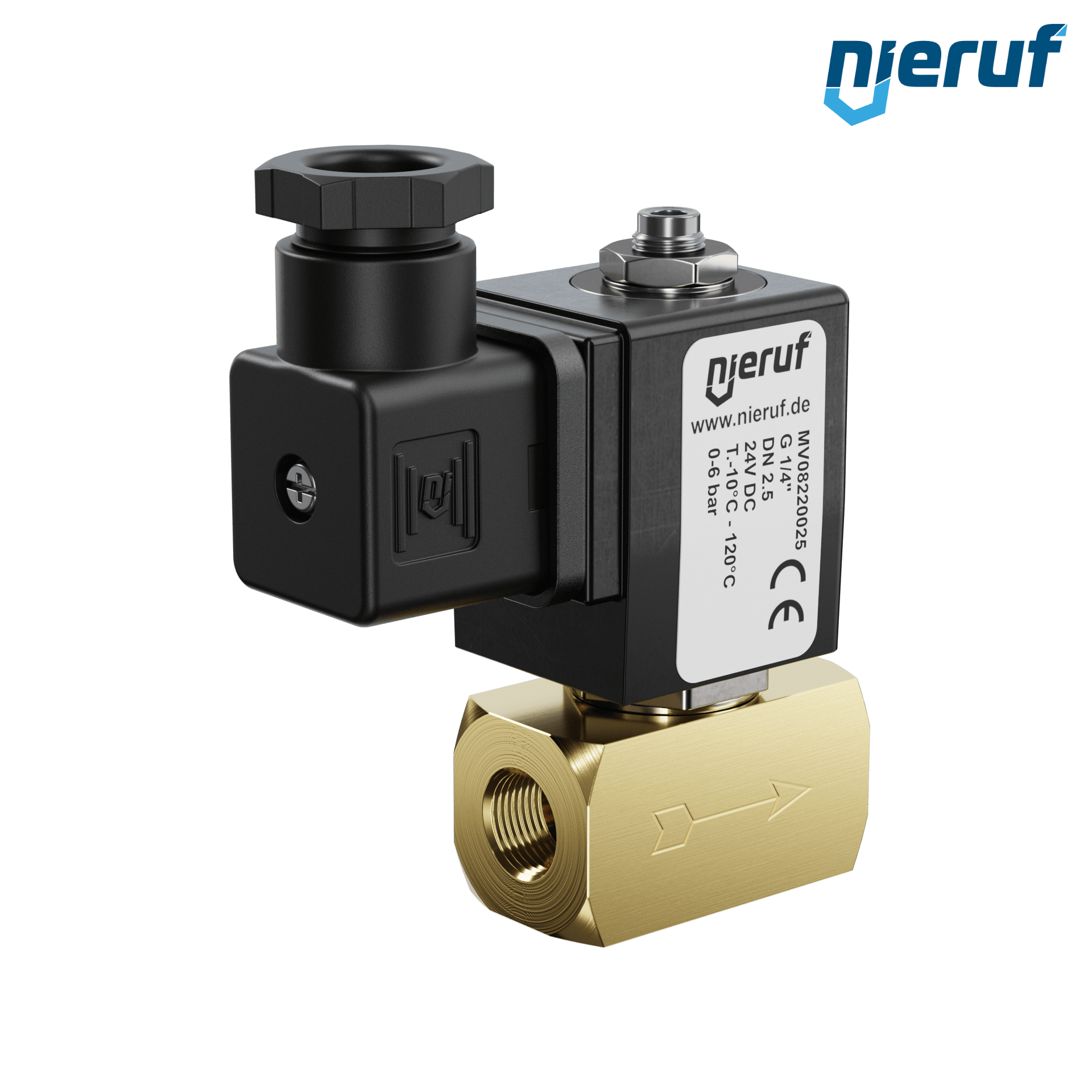 Zawór elektromagnetyczny DN2,5 G 1/4"cala mosiądz MV08 FKM 24V DC
