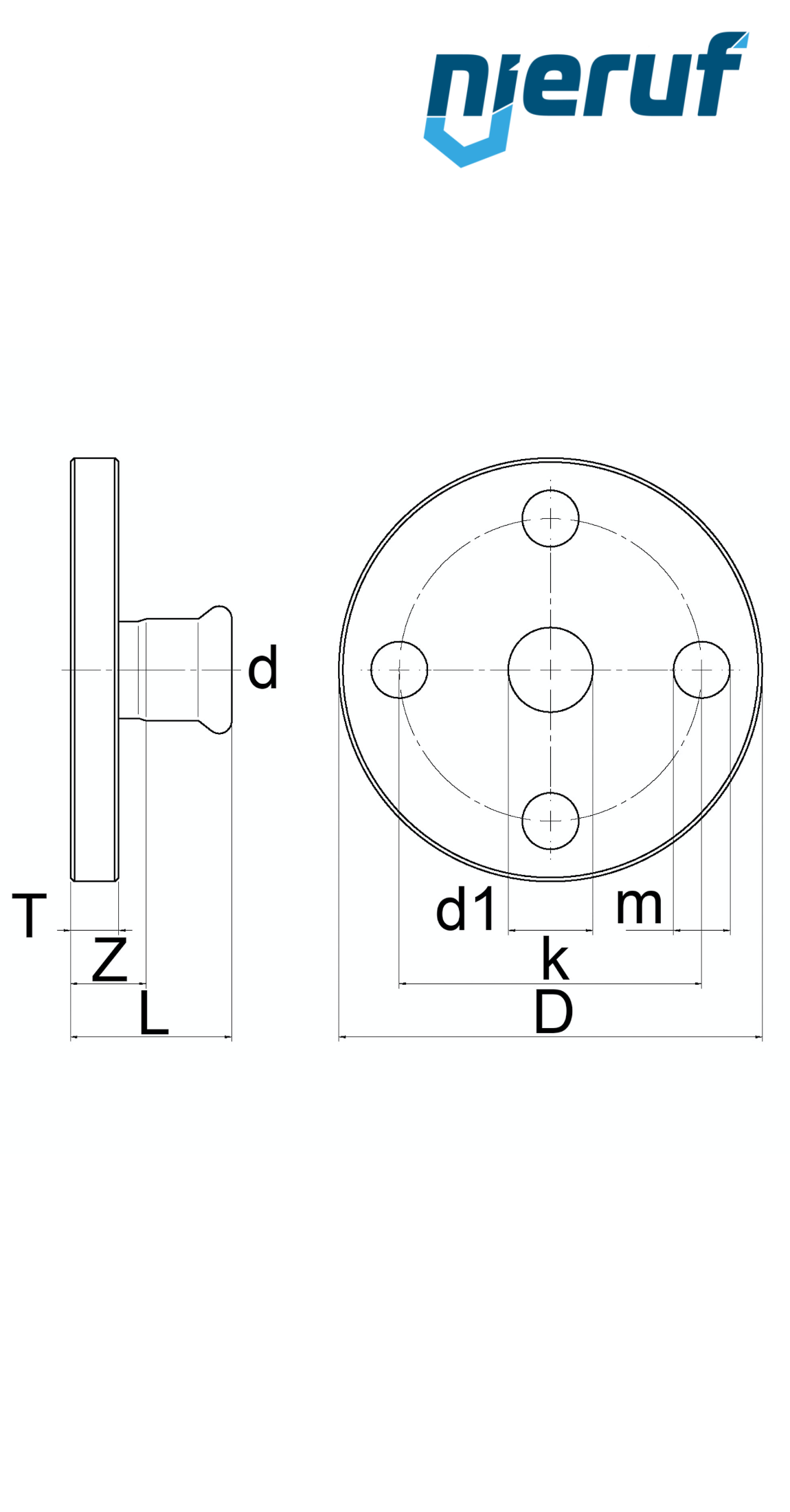 Kołnierz przejściowy DN100 - 108,0 mm  W Kołnierz 4 otwory DN100 Stal nierdzewna