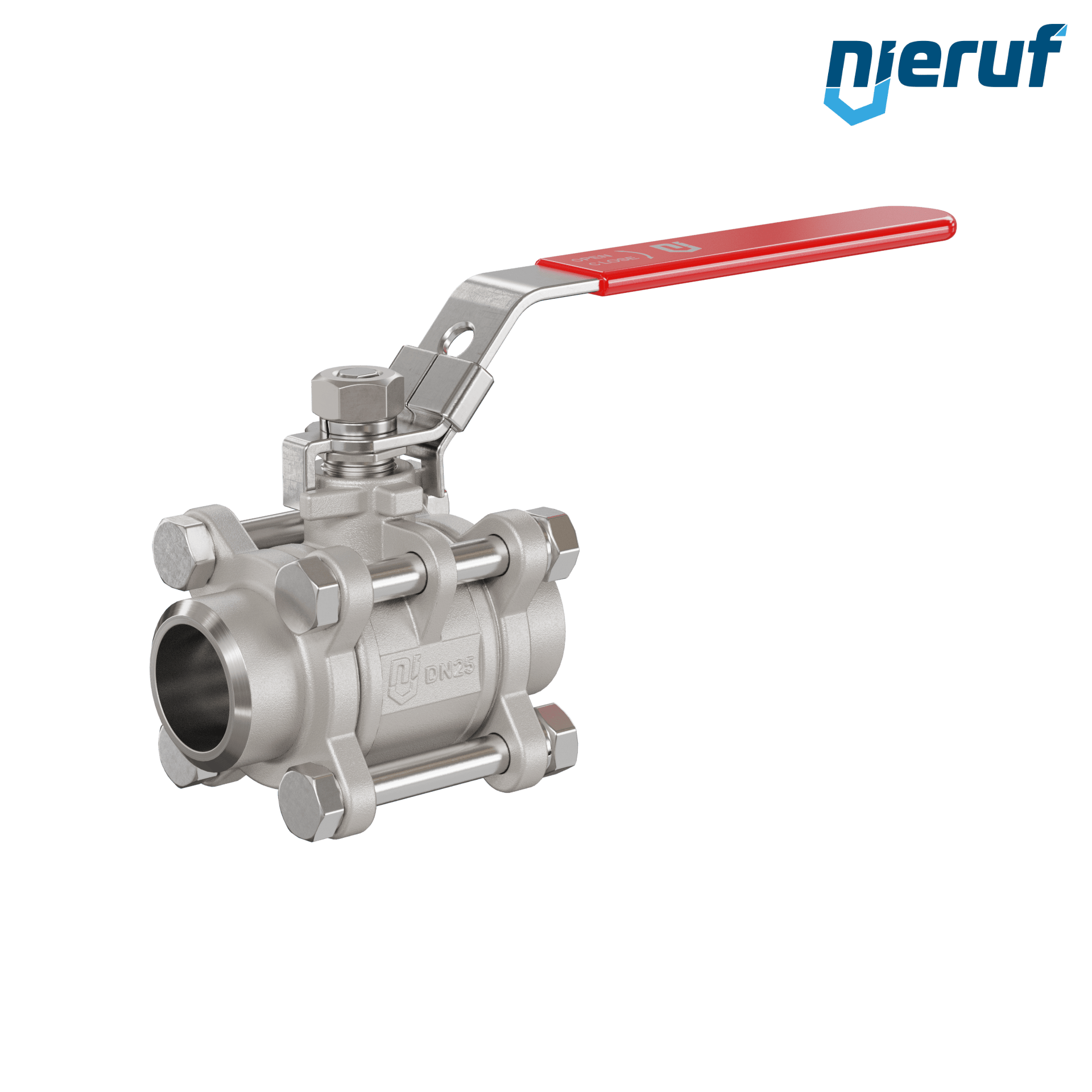 Valvola a sfera in acciaio inossidabile a 3 pezzi DN25 - 1" pollici con estremità a saldare