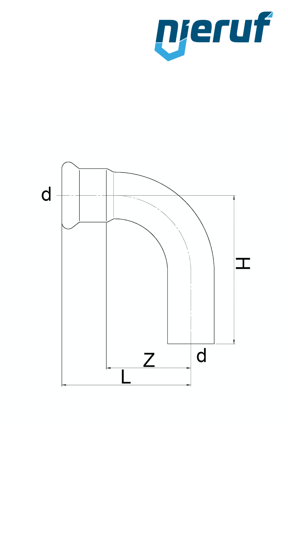 Złączka zaciskana Łuk 90° W x Z DN12 - 15,0 mm, r=1,2 Stal nierdzewna