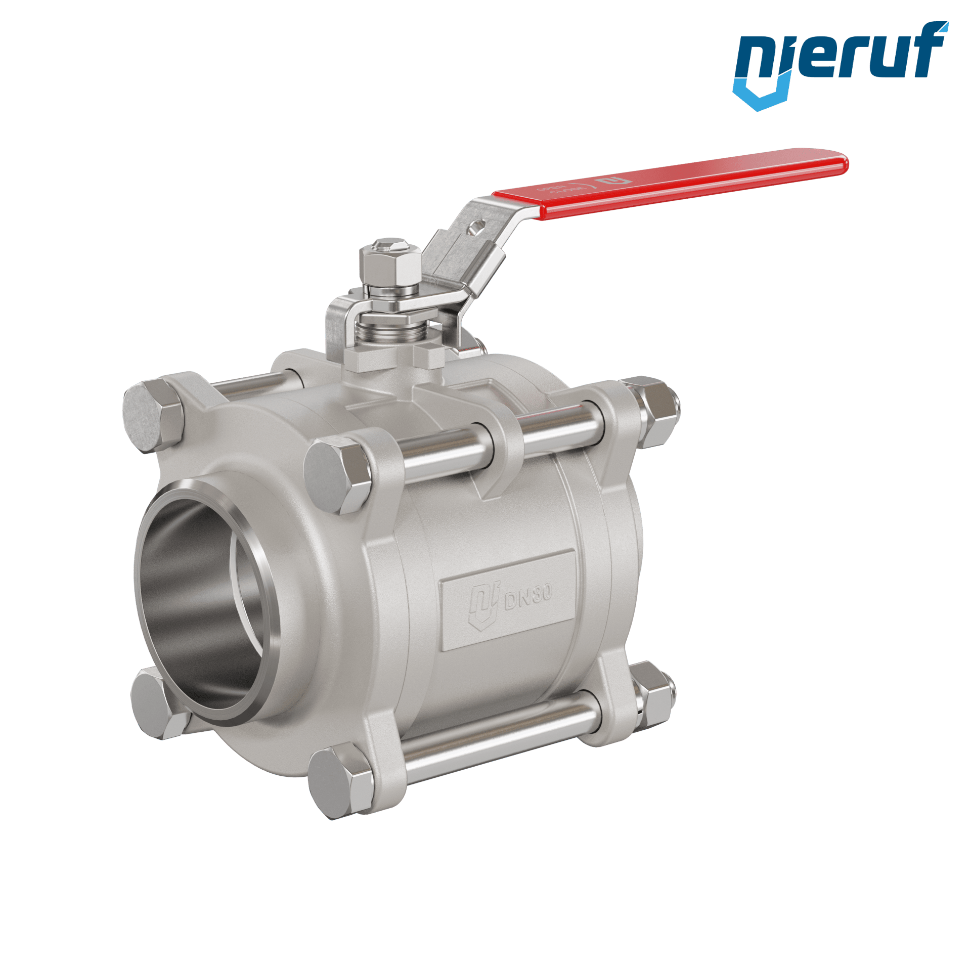 Valvola a sfera in acciaio inossidabile a 3 pezzi DN80 - 3" pollici con estremità a saldare