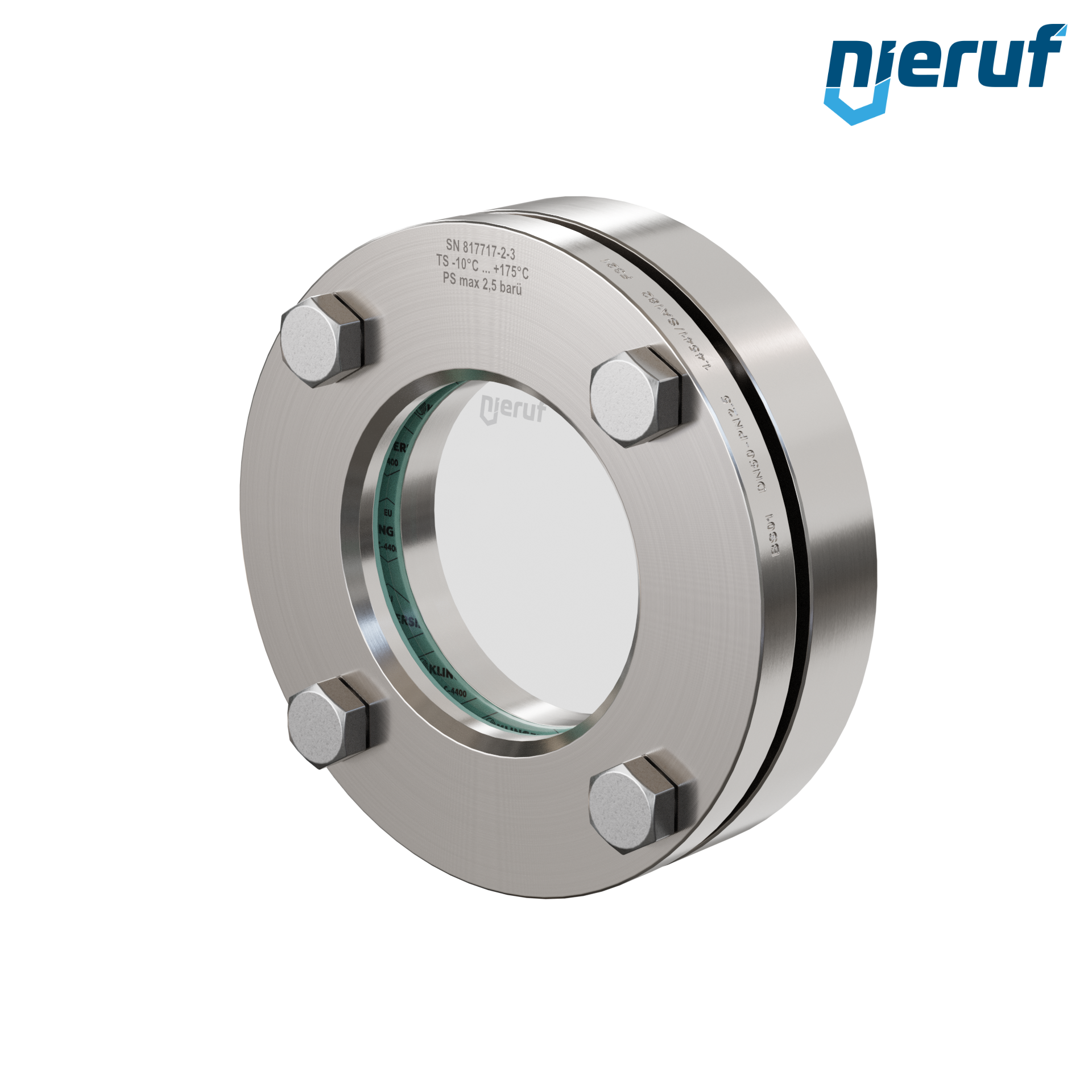 oblò di osservazione per serbatoi DN50 - 2" pollici  BS01 acciaio inossidabile 1.4571 vetro borosilicato 2,5bar