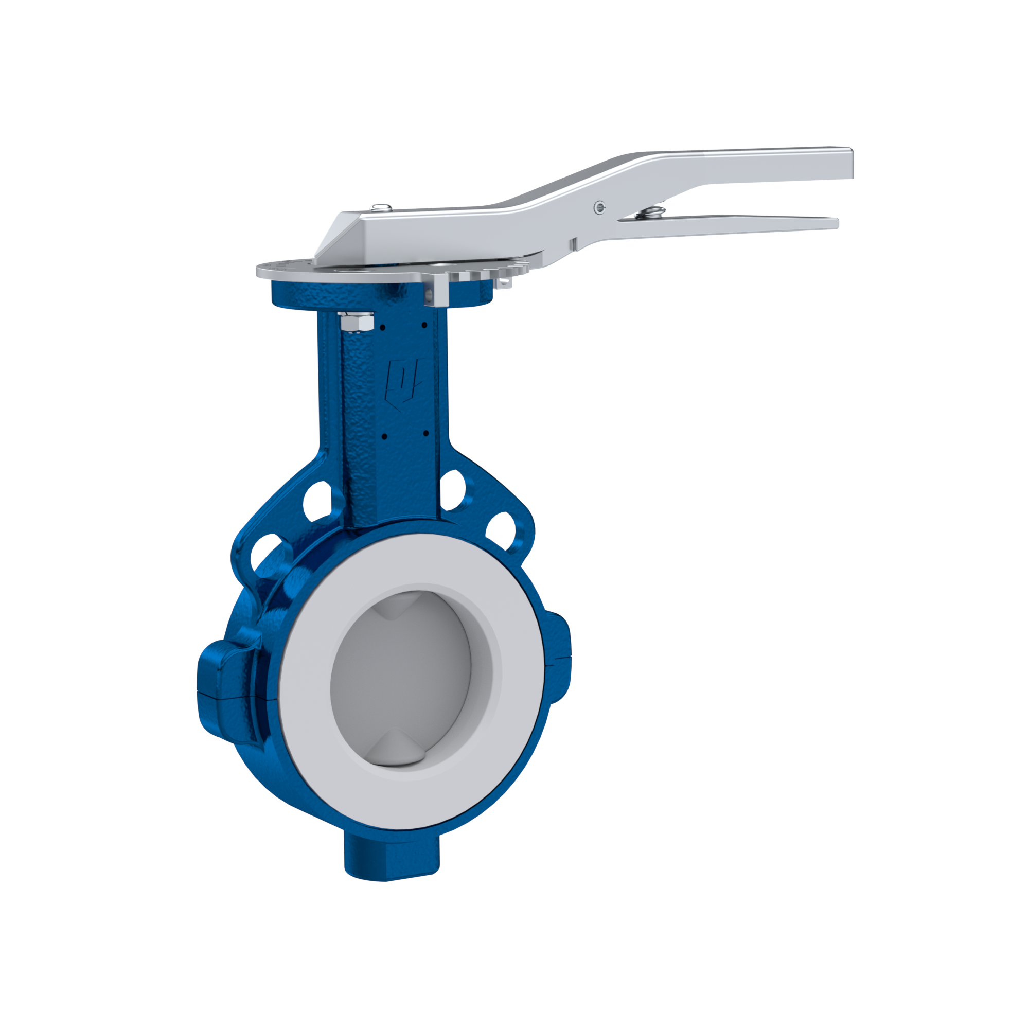 Przepustnica PFA PTFE AK09 DN100 PN10-PN16 dźwignia ręczna wkladka Silikon