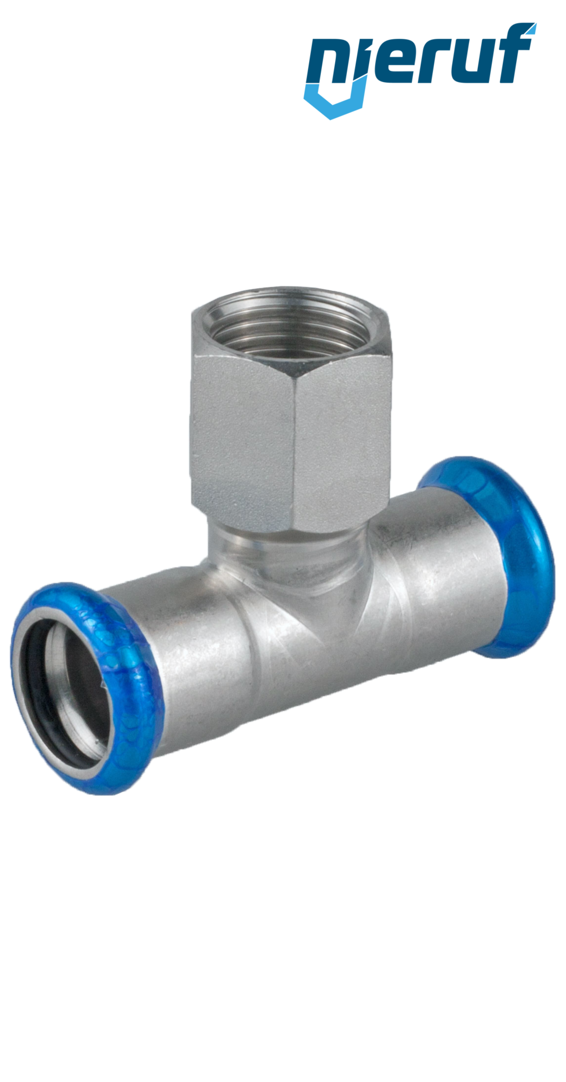 Trójnik T DN80 - 88,9 mm złączka zaciskana W x W Gwint wewnętrzny 3/4" cala Stal nierdzewna