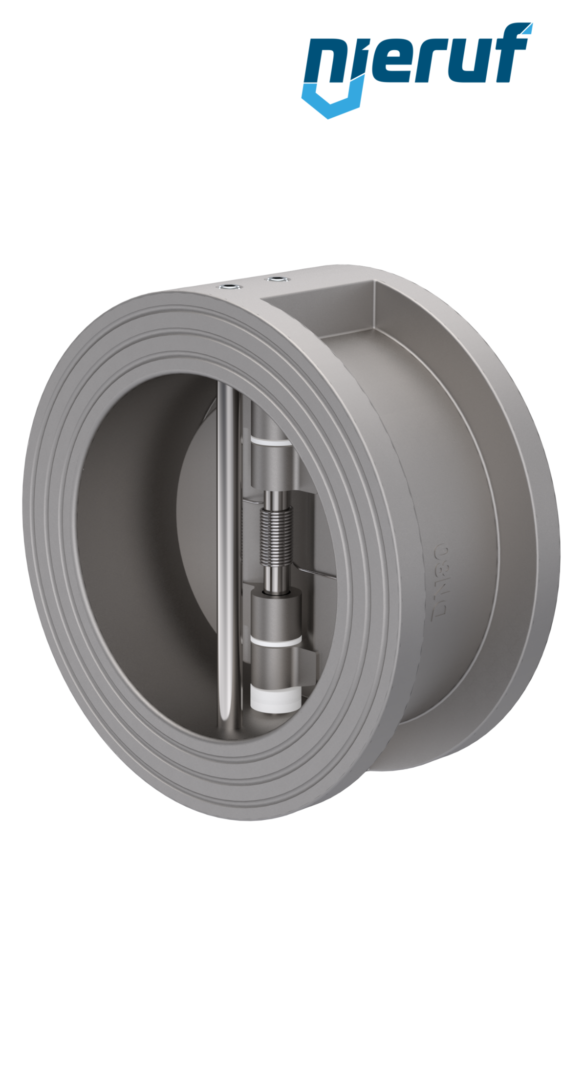 Klapa zwrotna dwuskrzydłowa DN80 DR03 Stal nierdzewna 1.4408 FKM (Viton)