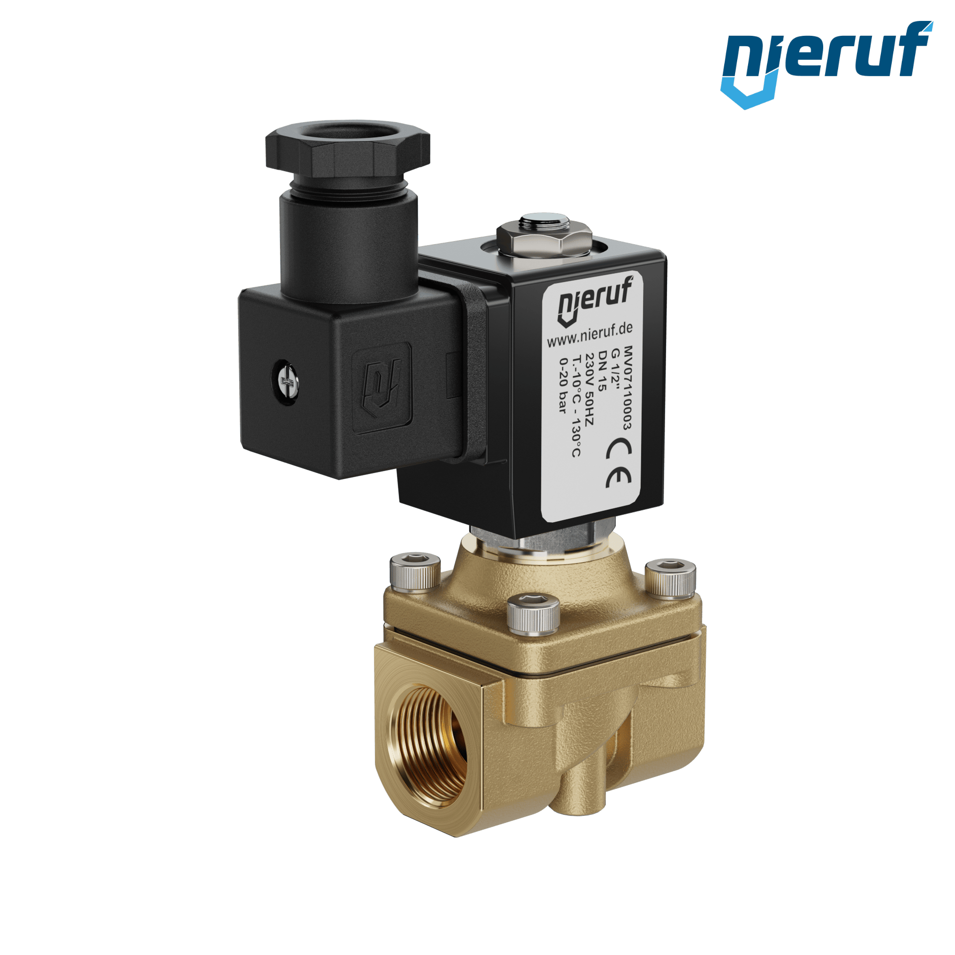 Zawór elektromagnetyczny G 1/3" cala mosiądz MV07 EPDM 230V 50Hz