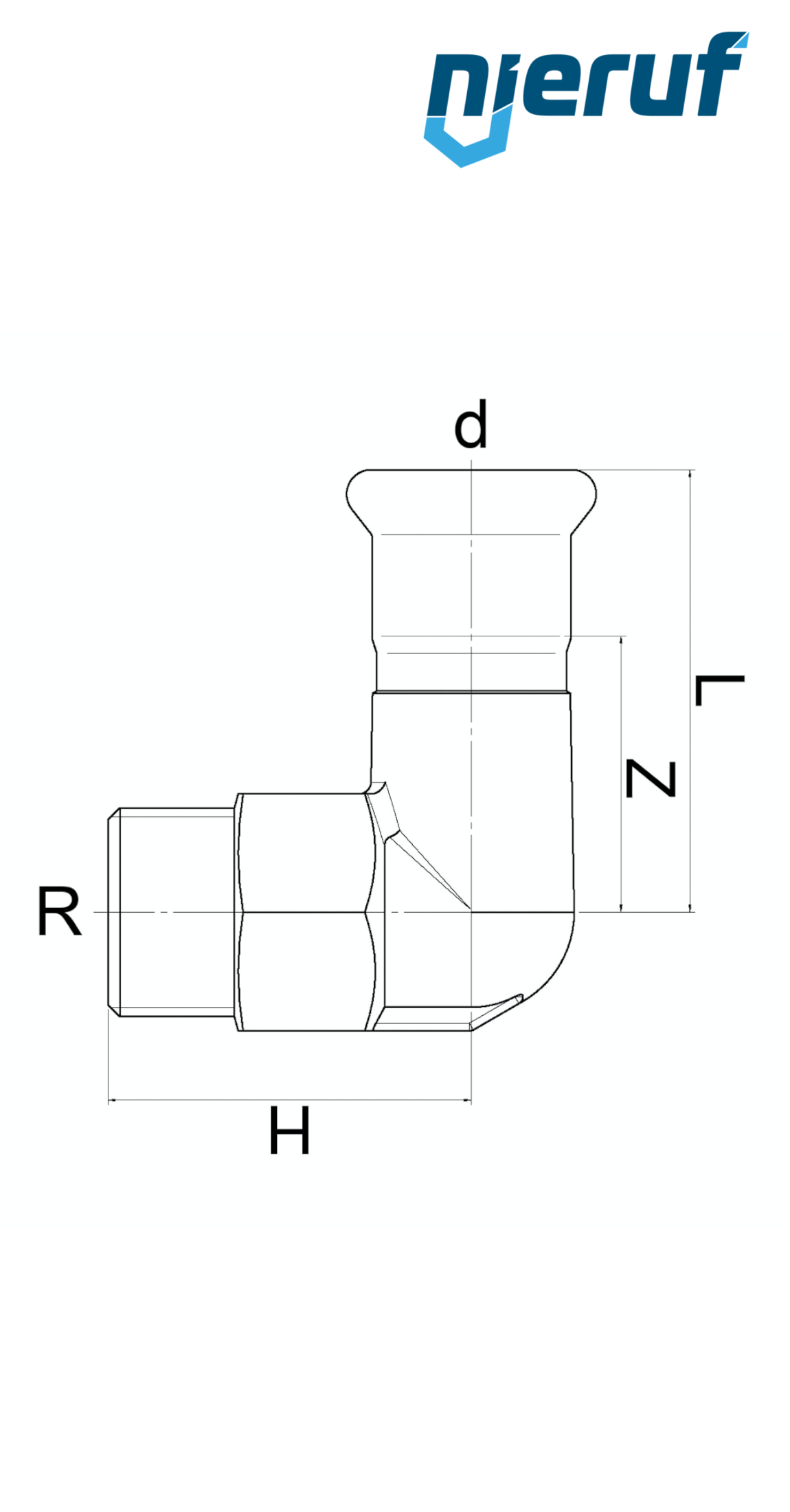 Kolanko przejściowe DN25 - 28,0 mm  W Gwint zewnętrzny 1" cal Stal nierdzewna