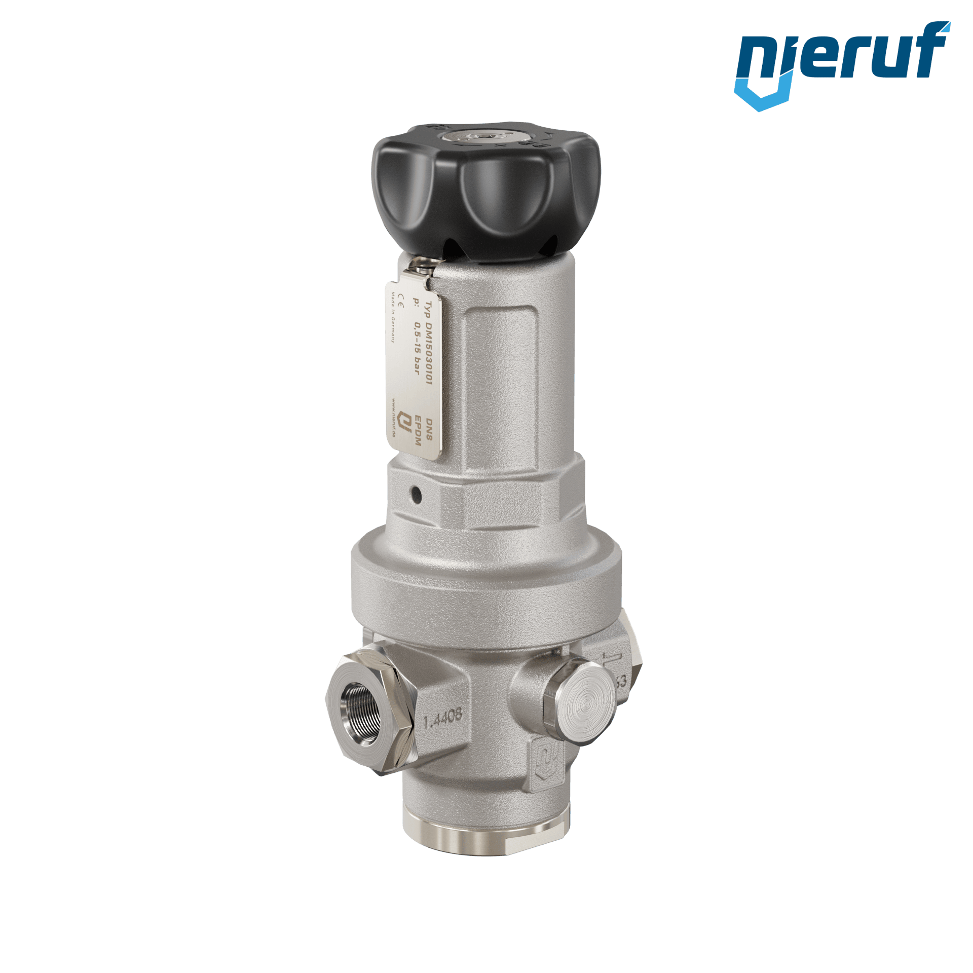 Precyzyjny regulator ciśnienia 1/4" cala DM15 stal nierdzewna EPDM 0.5 - 15.0 bar