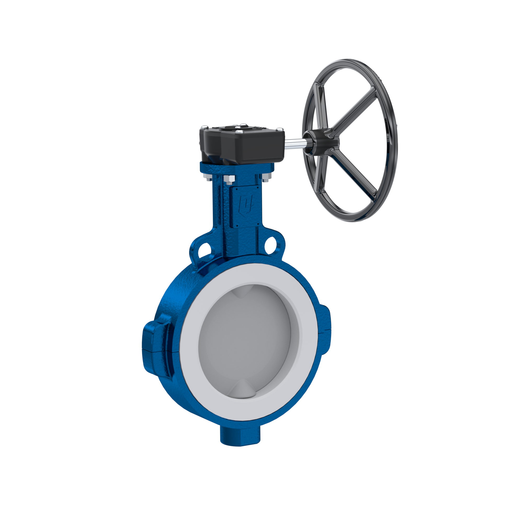 Przepustnica PFA PTFE AK09 DN350 ANSI150 przekładnia ślimakowa wkladka EPDM