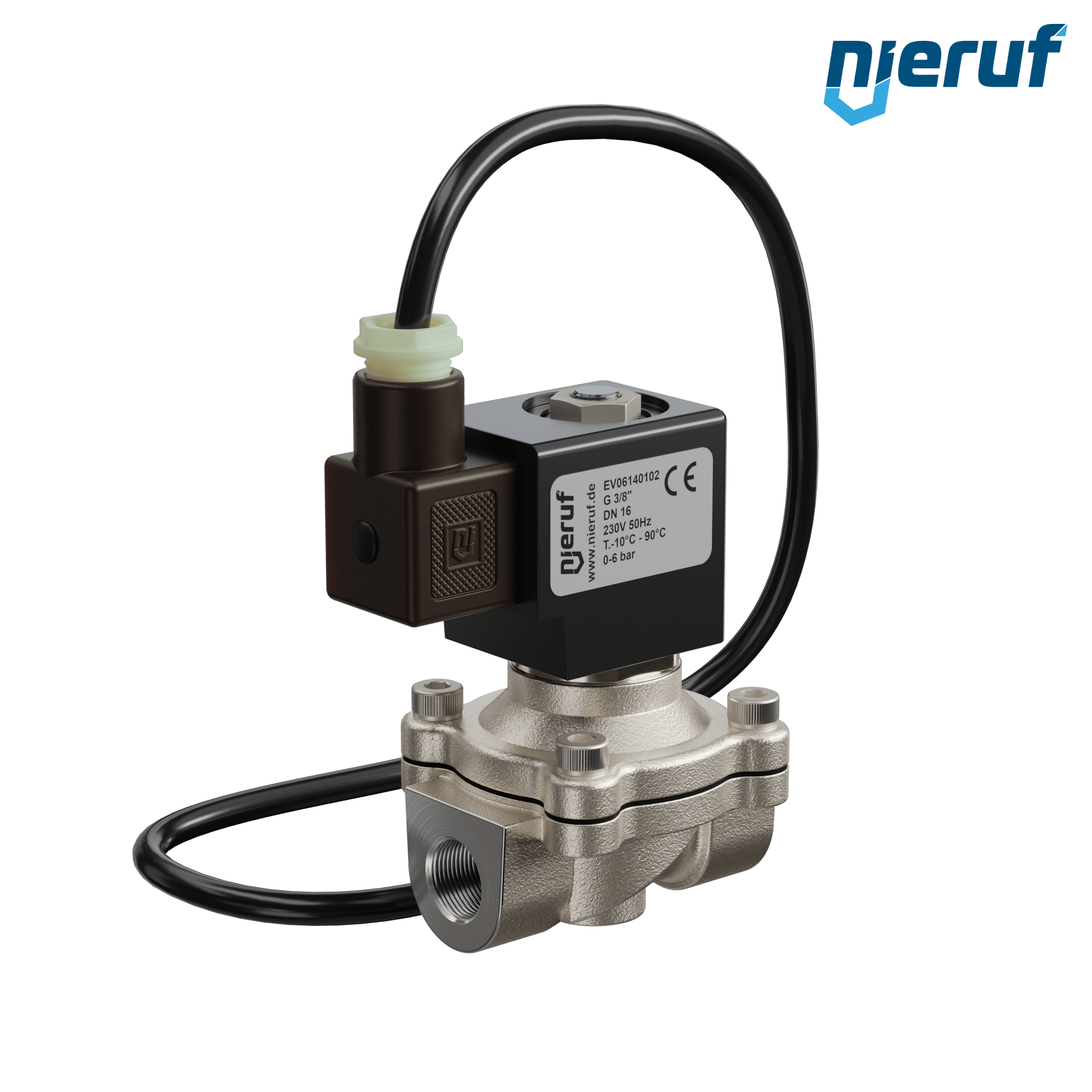 Zawór elektromagnetyczny ATEX DN16 G 3/8" cala NBR stal nierdzewna 1.4308