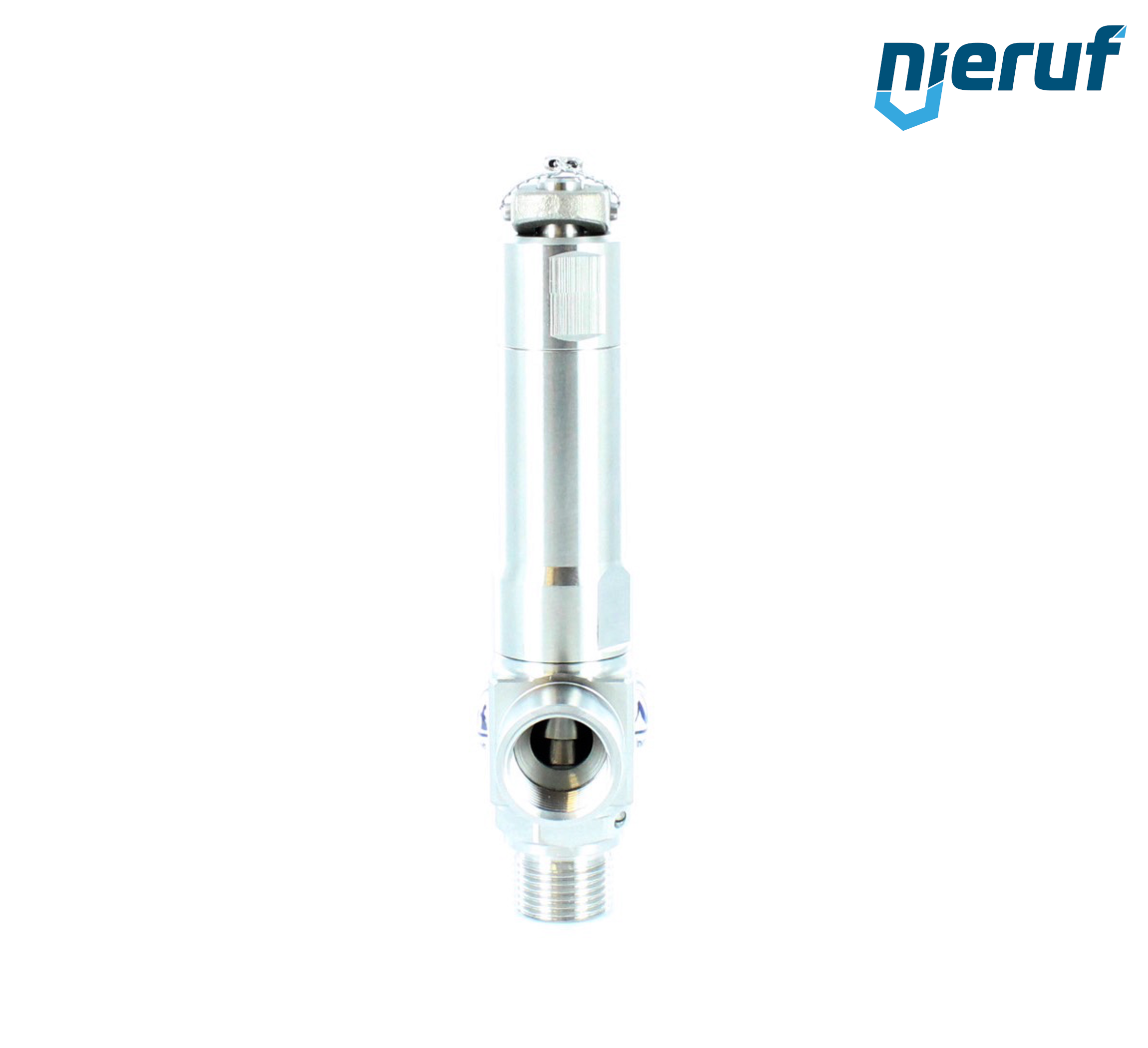 Kątowy zawór bezpieczeństwa 1/4" GZ  x 3/8" GW SV12, PTFE, bez dźwigni
