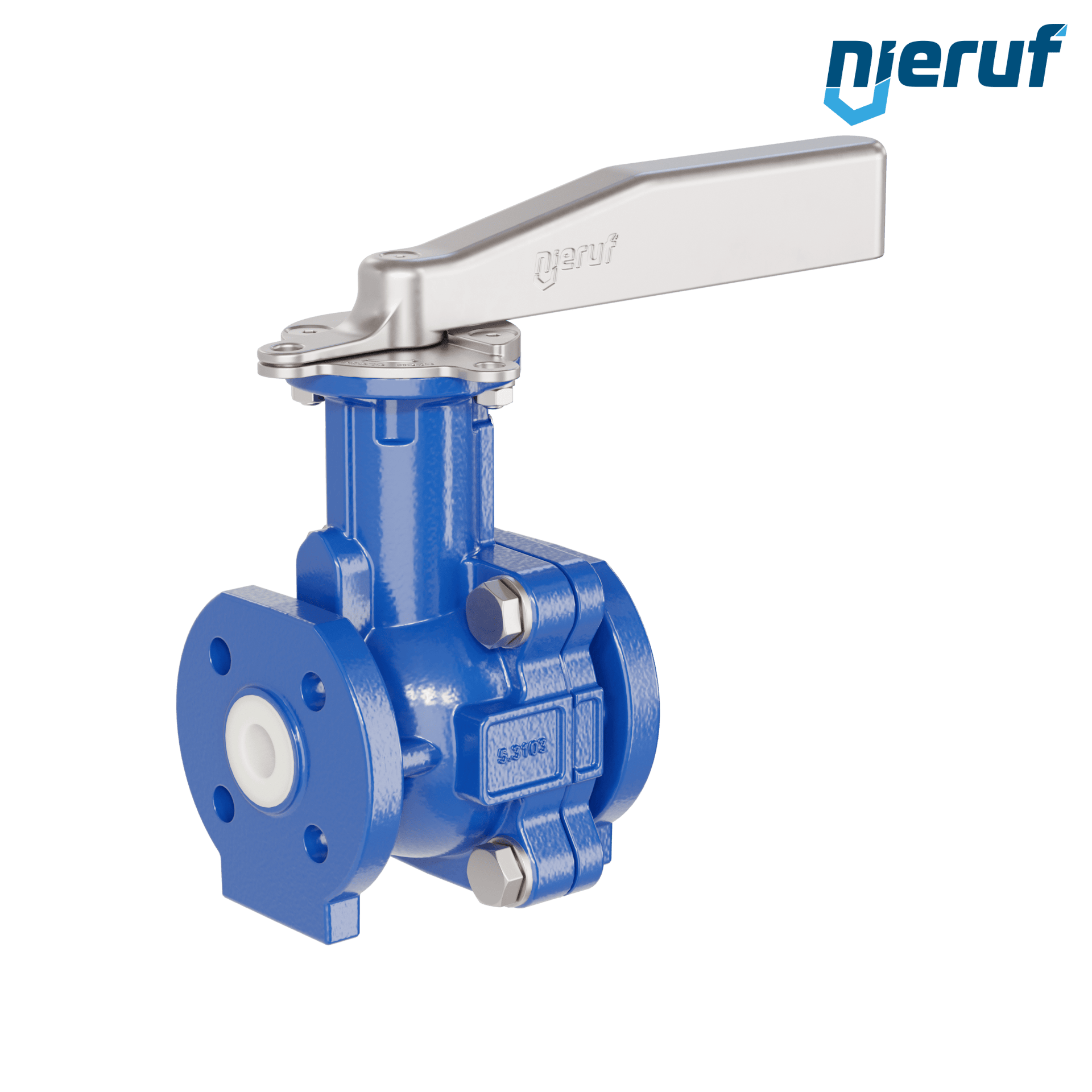 valvola a sfera flangiata PFA FK13 DN15 - 1/2" pollici ANSI 150 in ghisa sferoidale 5.3103 con leva in acciaio