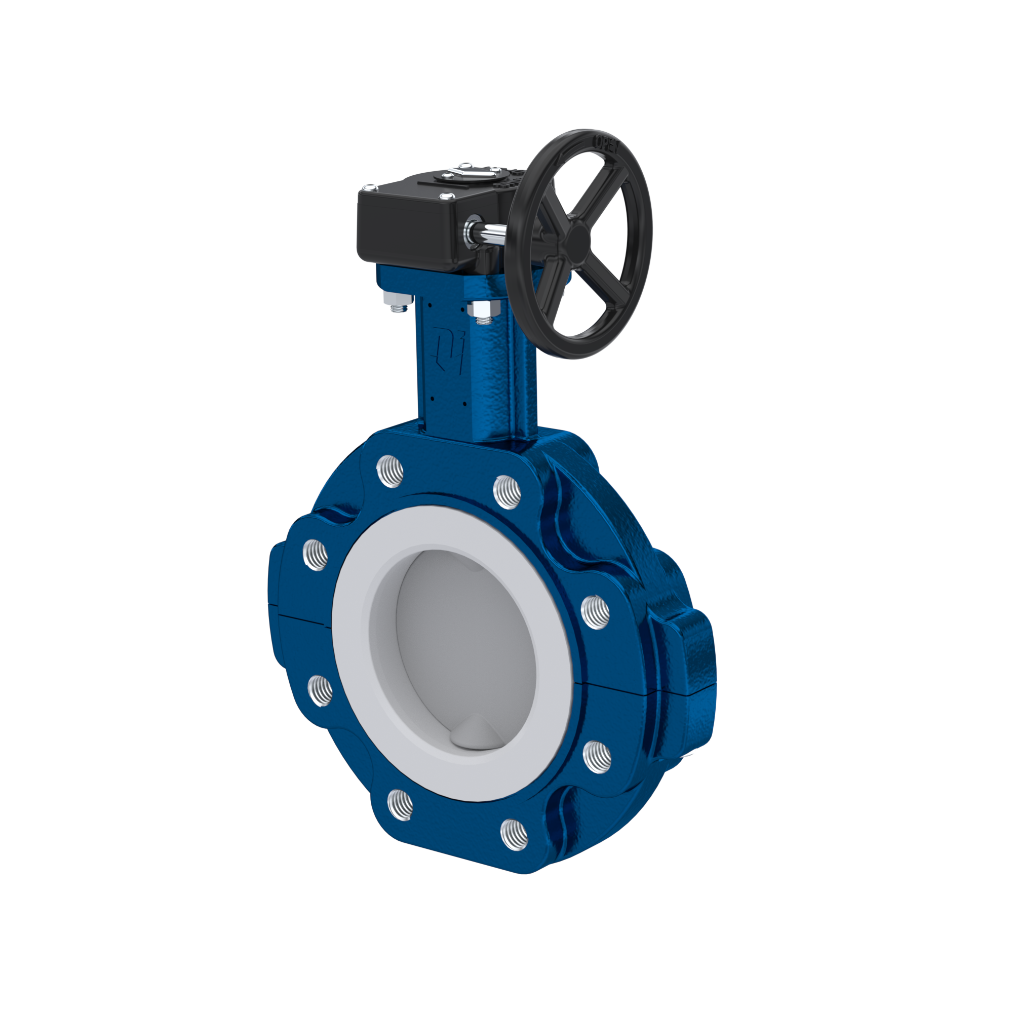 Przepustnica PFA PTFE AK10 DN150 PN10-PN16 przekładnia ślimakowa wkladka EPDM