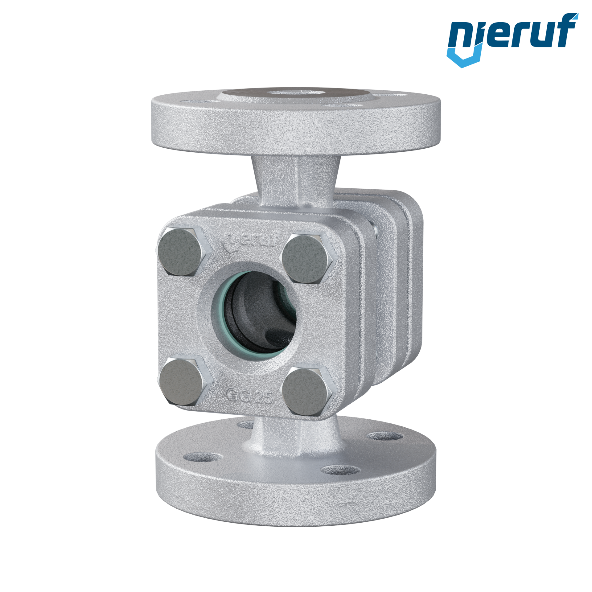 spia visiva flangiata / indicatore di flusso flangiato DN20 ghisa grigia GG25 vetro calciosodico versione con gocciolatoio Specola visiva flangiata DN20 - 3/4" pollici ghisa GG25 flangia ANSI 150 vetro borosilicato versione standard