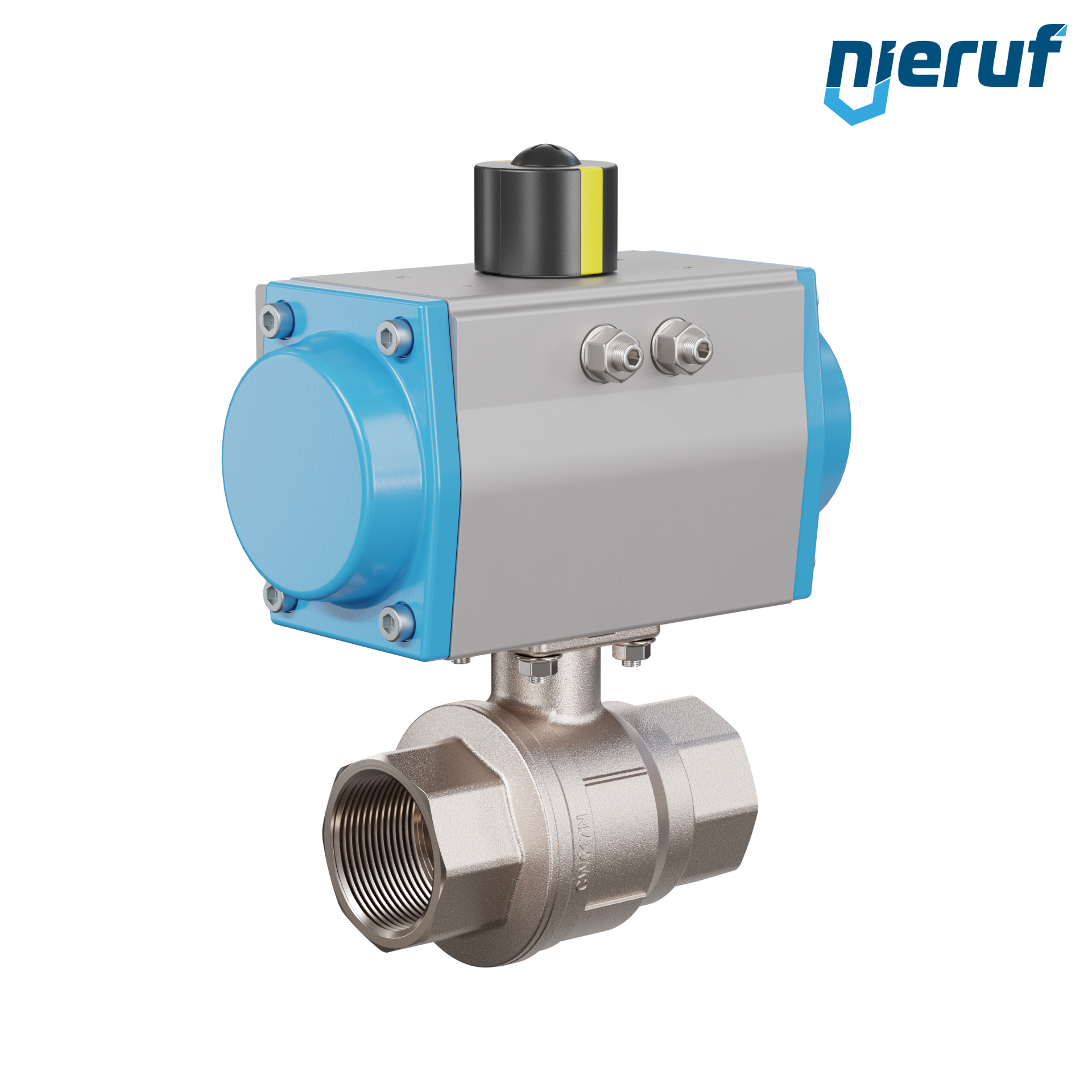 valvola a sfera automatica con manicotto DN40 - 1 1/2" pollici azionamento rotativo pneumatico a effetto semplice apertura a molla PK01