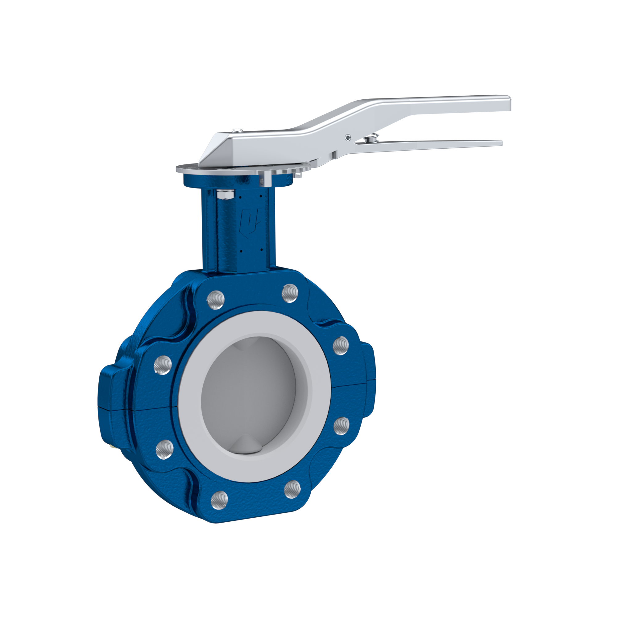 Przepustnica PTFE AK10 DN125 PN10-PN16 dźwignia ręczna wkladka Silikon