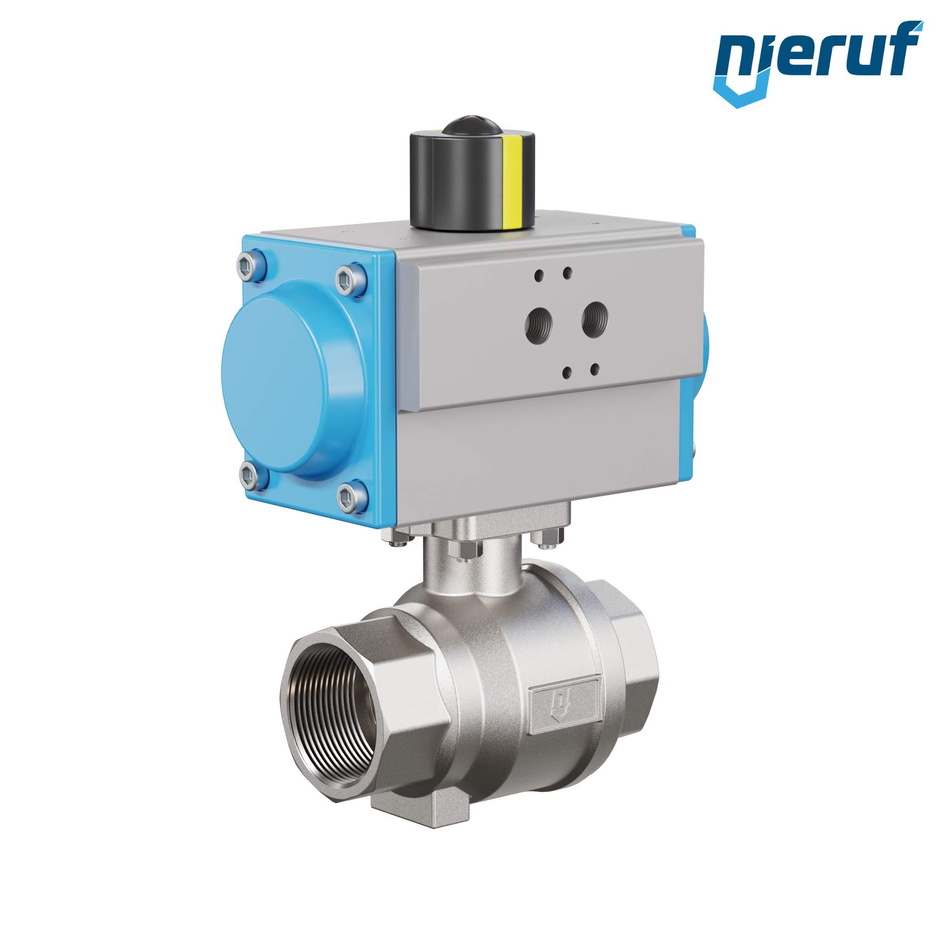 valvola a sfera con attuatore pneumatico DN40 - 1 1/2" pollici acciaio inossidabile azionamento pneumatico rotativo PK02 DVGW W