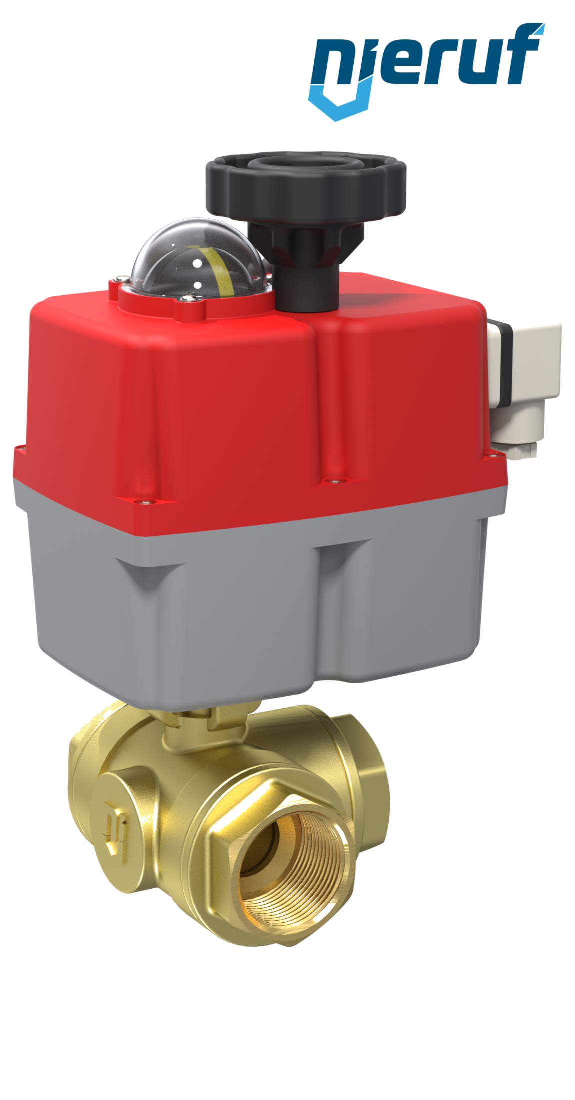 3-drożny elektryczny zawór kulowy 24-240V DN40 - 1 1/2" cala z mosiądzu pełny przepływ z otworem T