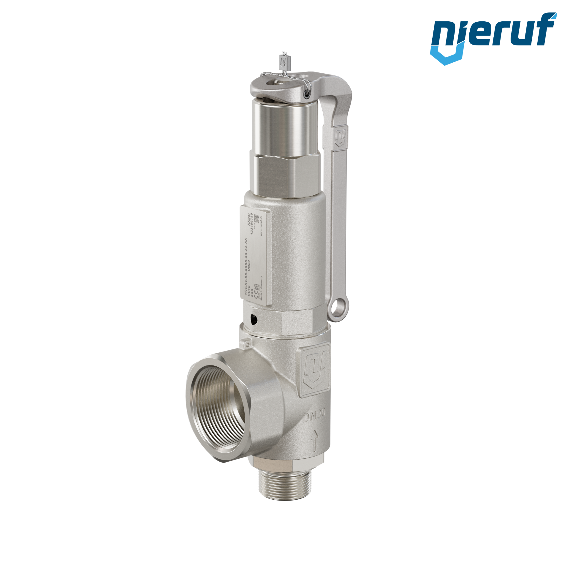 Zawór bezpieczeństwa 3/4" GZ  x 1 1/4" GW SV10 gazowe media, Stal nierdzewna PTFE, Dźwignia