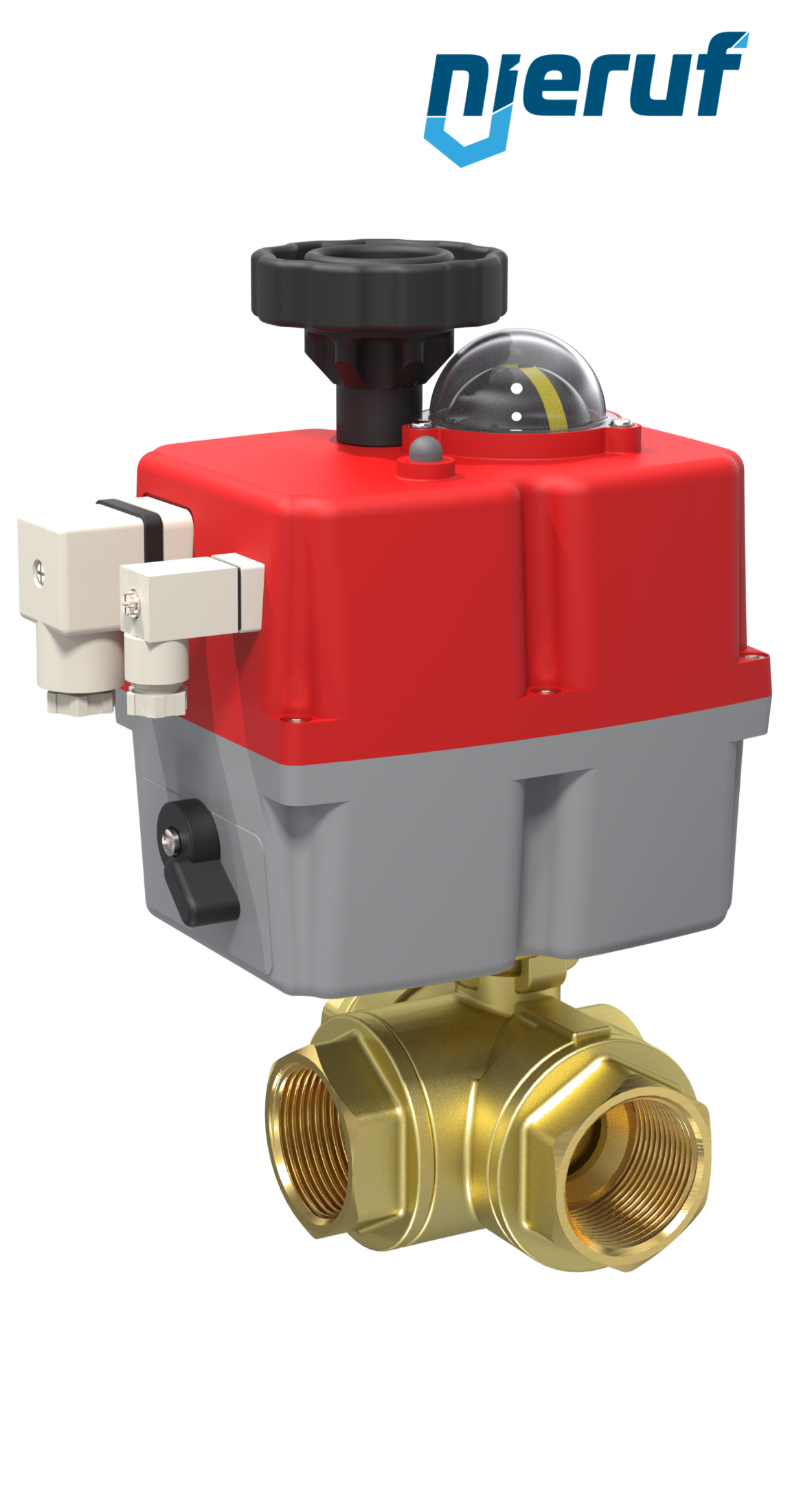 3-drożny elektryczny zawór kulowy 24-240V DN40 - 1 1/2" cala z mosiądzu pełny przepływ z otworem T
