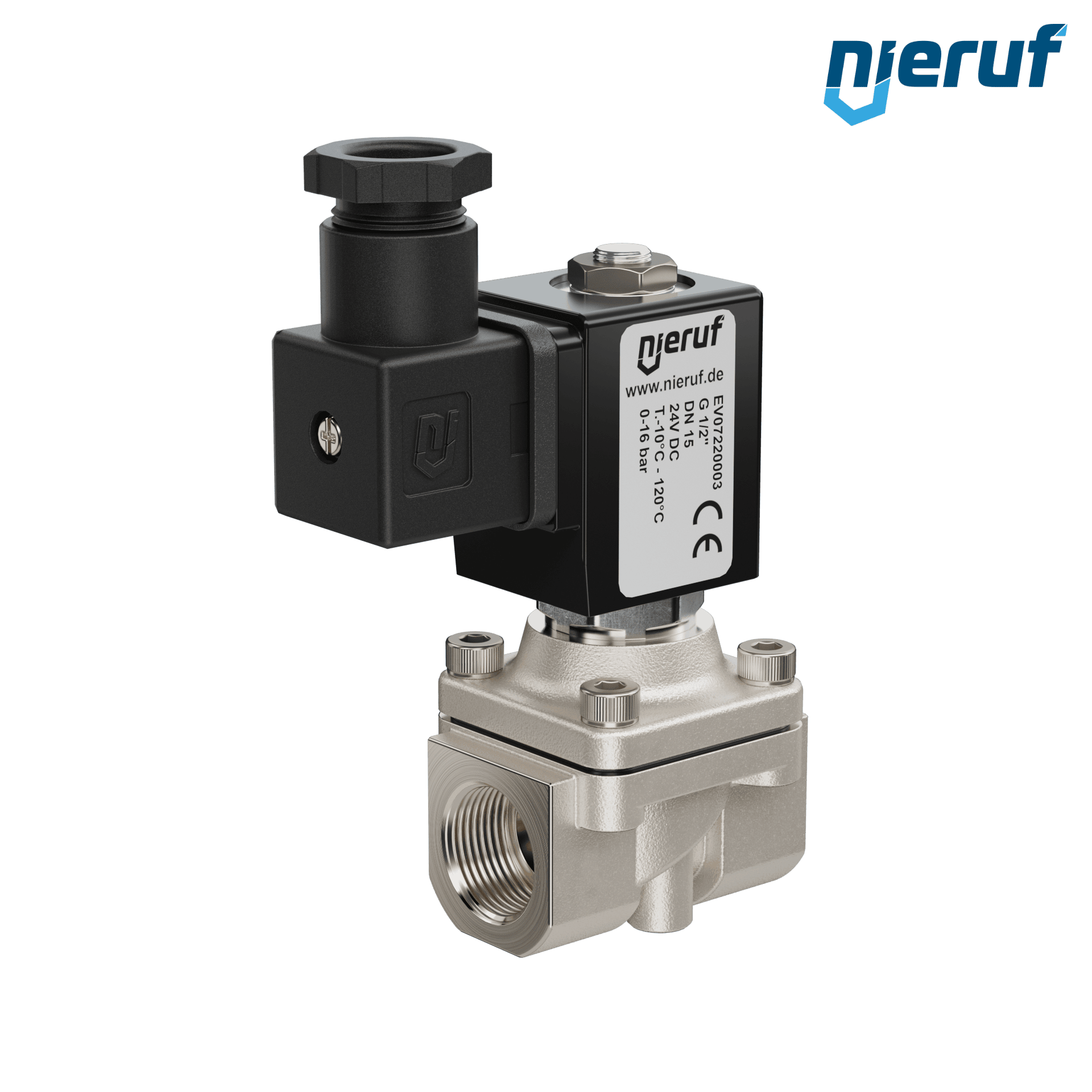 Zawór elektromagnetyczny G 1/2" cala stal nierdzewna EV07 FKM 24V DC