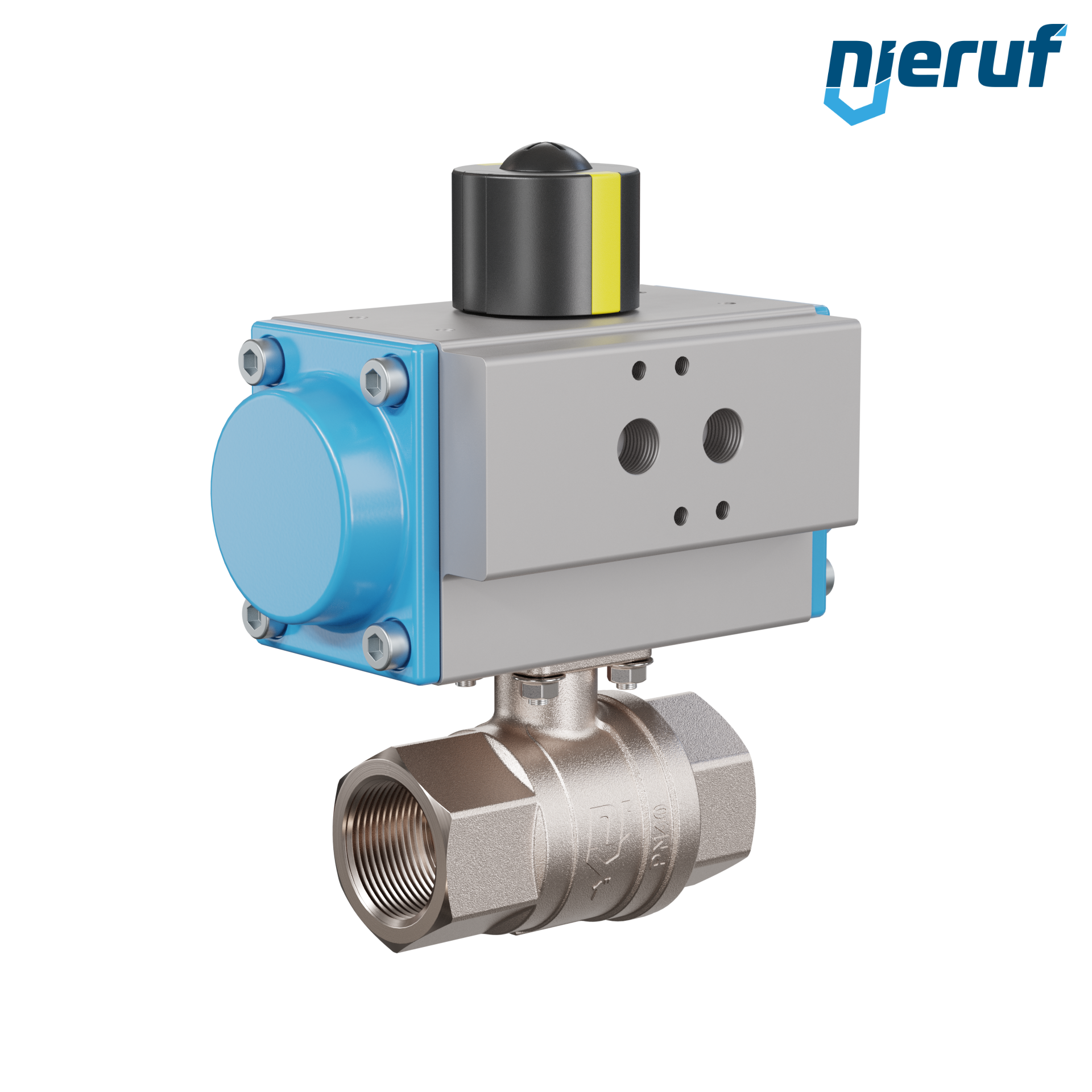 valvola a sfera automatica con manicotto DN25 - 1" pollici azionamento rotativo pneumatico a effetto semplice PK01