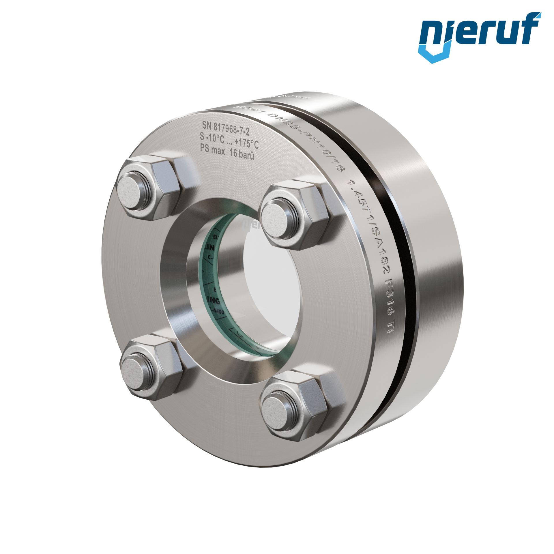 oblò di osservazione per serbatoi DN25 - 1" pollici  BS02 acciaio inossidabile 1.4571 vetro borosilicato 16bar