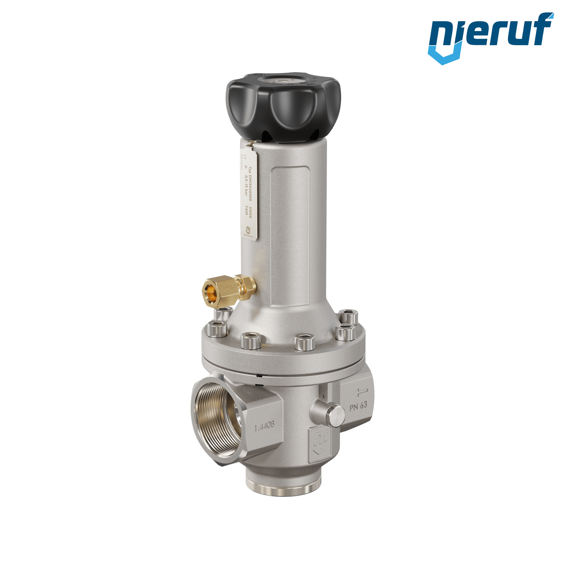 Precyzyjny regulator ciśnienia z wtórnym odpowietrzeniem 2" cale DM15 stal nierdzewna FKM 0.5 - 15 bar