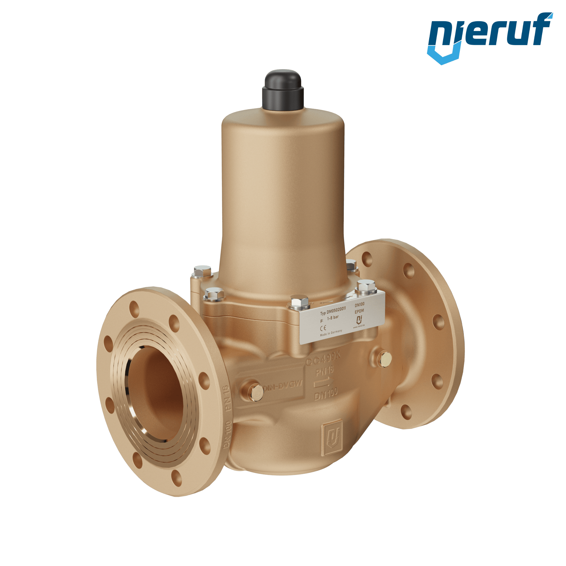 Kołnierzowy reduktor ciśnienia DN100 PN16 DM05 brąz / mosiądz EPDM 1.0 - 8.0 bar