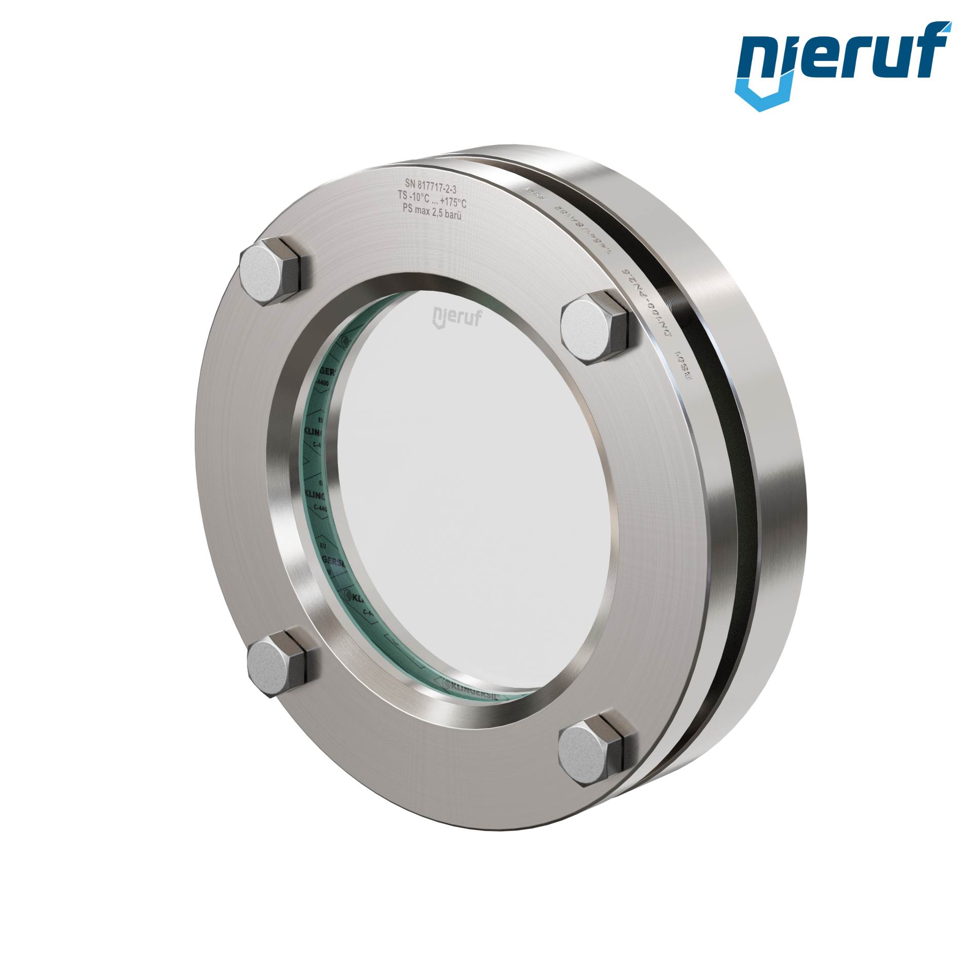 oblò di osservazione per serbatoi DN100 - 4" pollici  BS01 acciaio inossidabile 1.4571 vetro borosilicato 2,5bar