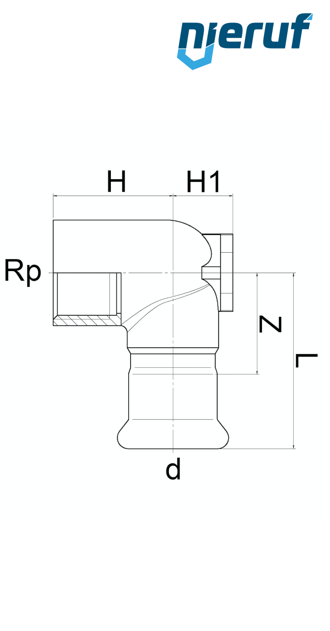 Kolanko naścienne W złączka zaciskana DN15 - 18,0 mm x 1/2" cala Stal nierdzewna