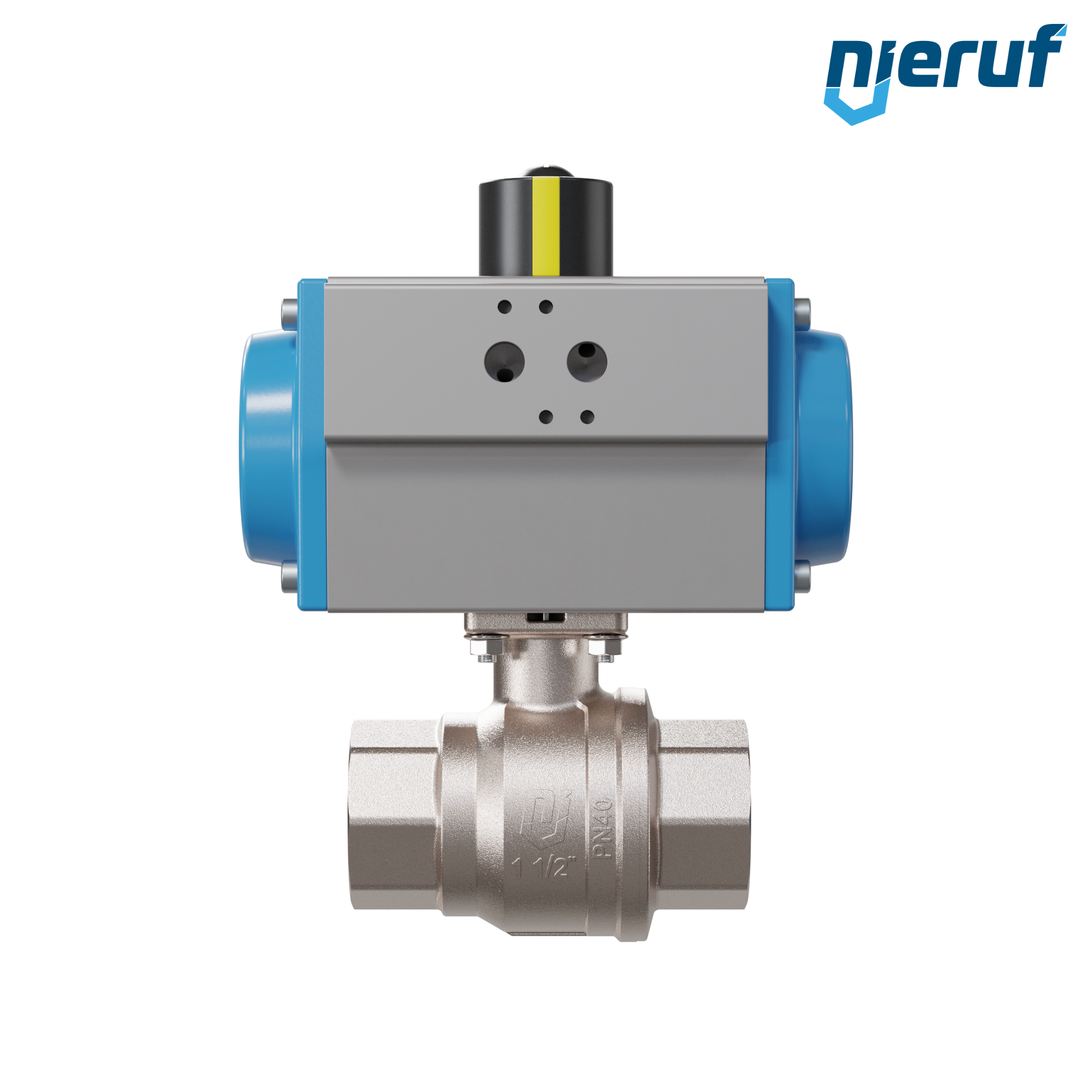 valvola a sfera automatica con manicotto DN40 - 1 1/2" pollici azionamento rotativo pneumatico a effetto semplice apertura a molla PK01