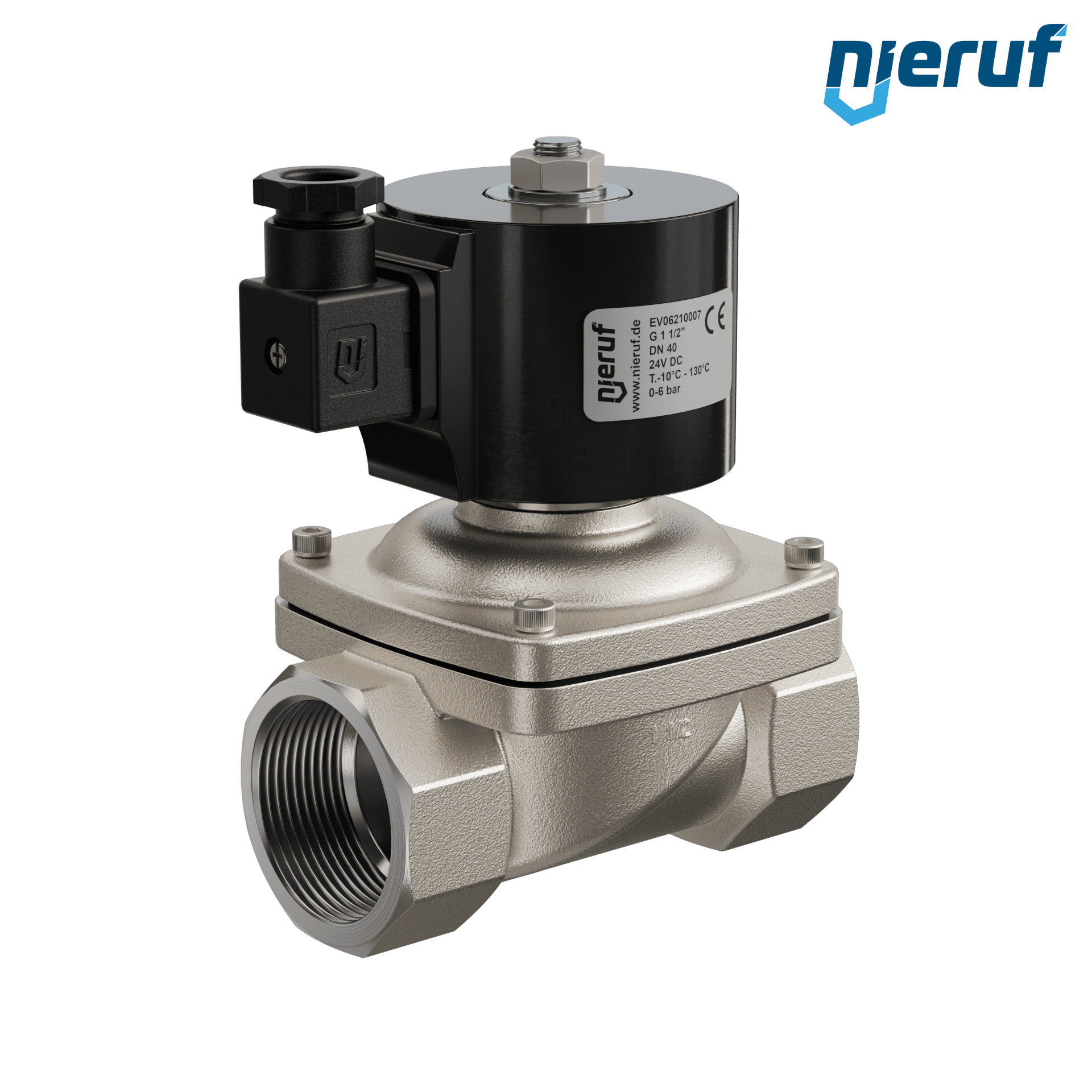 Zawór elektromagnetyczny G 1 1/2" cala stal nierdzewna EV06 EPDM 24V DC