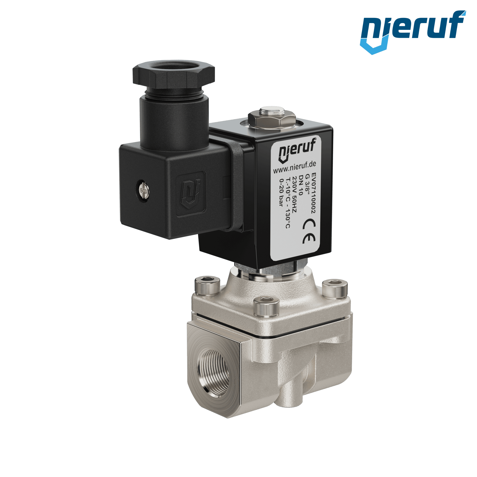 Zawór elektromagnetyczny G 3/8" cala stal nierdzewna EV07 EPDM 230V 50Hz