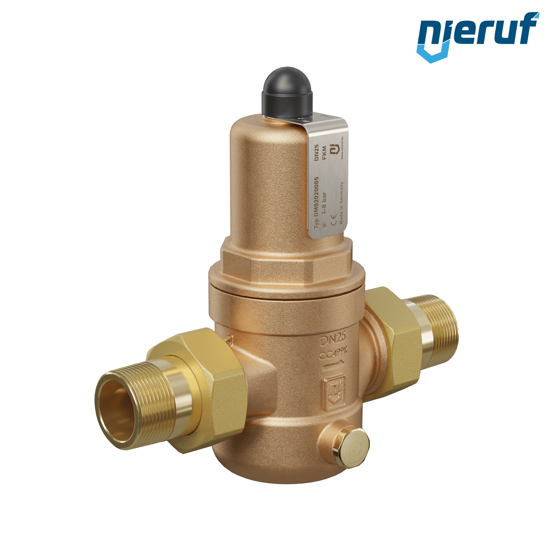 Reduktor ciśnienia 1" cal DM02 brąz FKM 1.0 - 8.0 bar