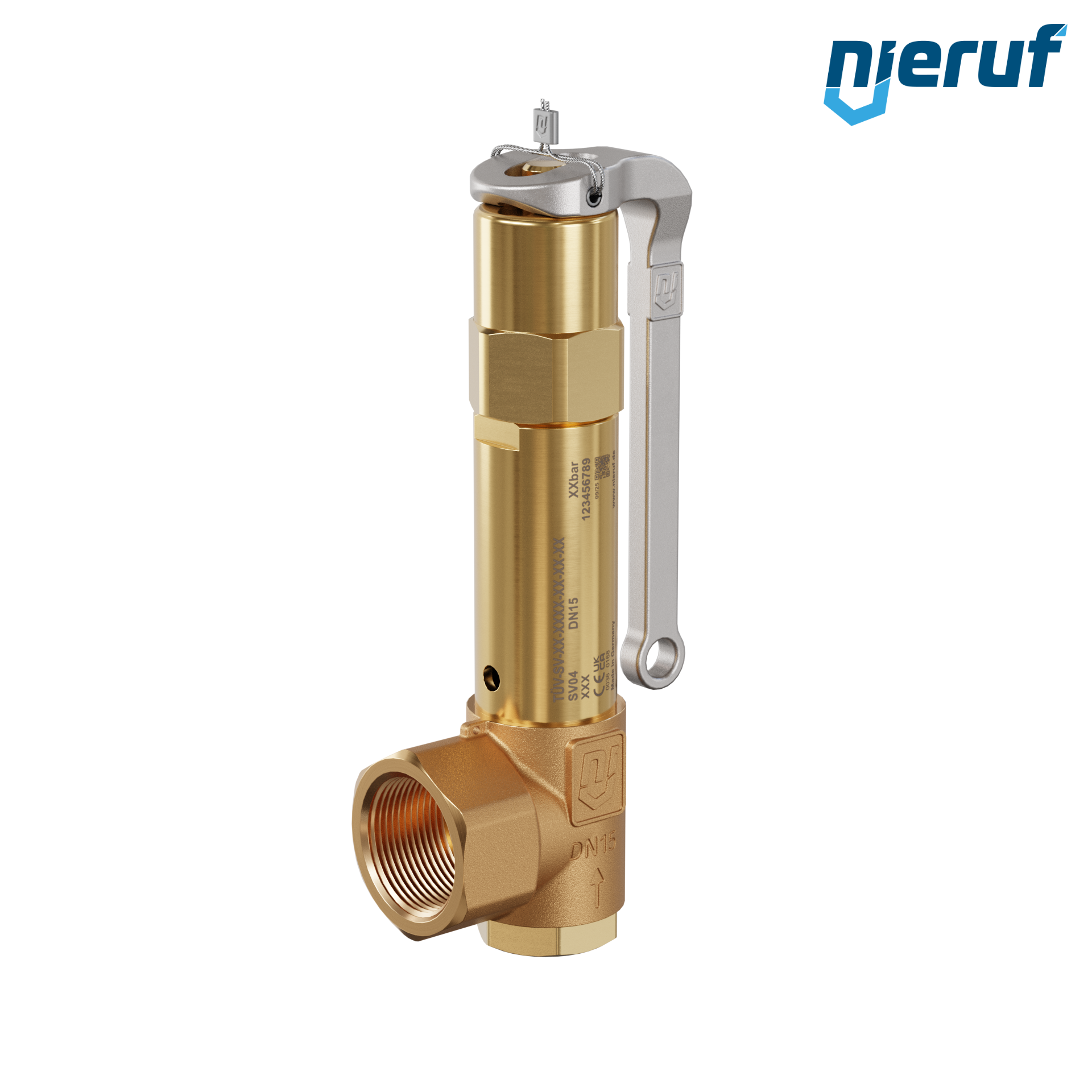 Zawór bezpieczeństwa 1/2" x 1" GW SV04 płynne media, Brąz NBR, Dźwignia