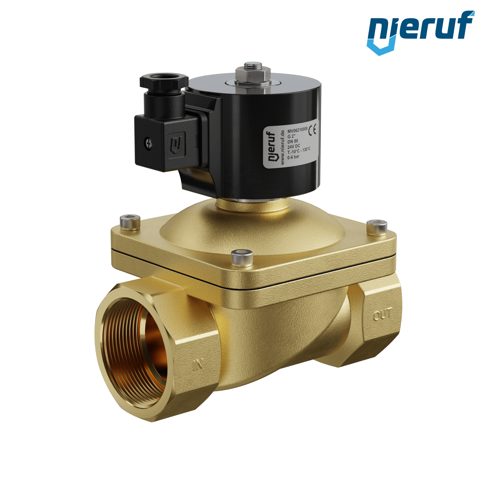 Zawór elektromagnetyczny G 2" cal mosiądz MV06 EPDM 24V DC