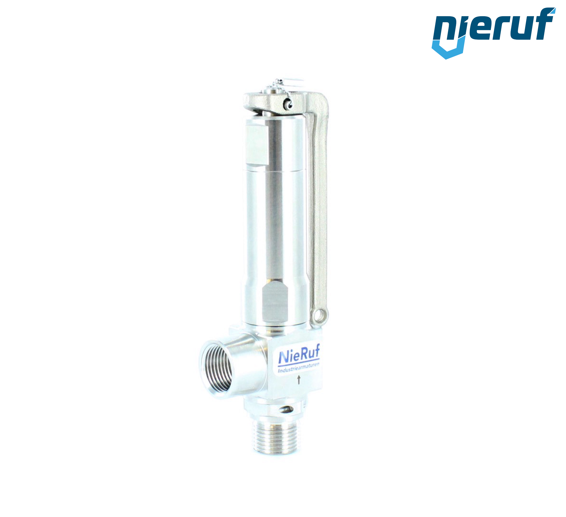 Kątowy zawór bezpieczeństwa 1/4" GZ  x 3/8" GW SV12, PTFE, bez dźwigni