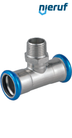 Trójnik T DN15 - 18,0 mm złączka zaciskana W x W Gwint zewnętrzny 1/2" cala Stal nierdzewna