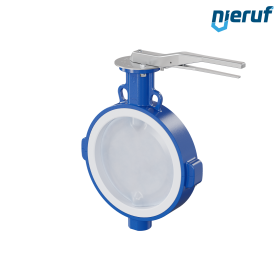 Przepustnica PFA PTFE AK09 DN300 PN10-PN16 dźwignia ręczna wkladka Silikon