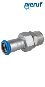 Połączenie śrubowe przelotowe W złączka zaciskana DN20 - 22,0 mm Gwint zewnętrzny 1/2" cala Stal nierdzewna