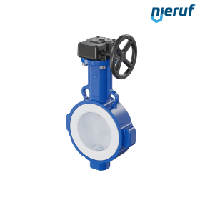 Przepustnica PFA PTFE AK09 DN100 PN10-PN16 przekładnia ślimakowa wkladka Silikon