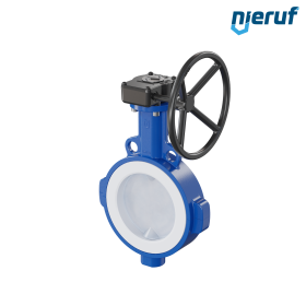 Przepustnica PFA PTFE AK09 DN150 PN10-PN16 przekładnia ślimakowa wkladka Silikon