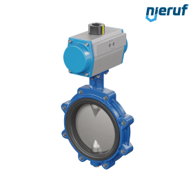 Przepustnica DN 200 AK02 NBR-70-czarny DVGW Gaz Pneumatyczny napęd obrotowy dwustronnego działania